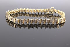 14K Yellow Gold Diamond Tennis Bracelet 2.80 CTW 40 Diamonds 7.5” Estate Jewelry