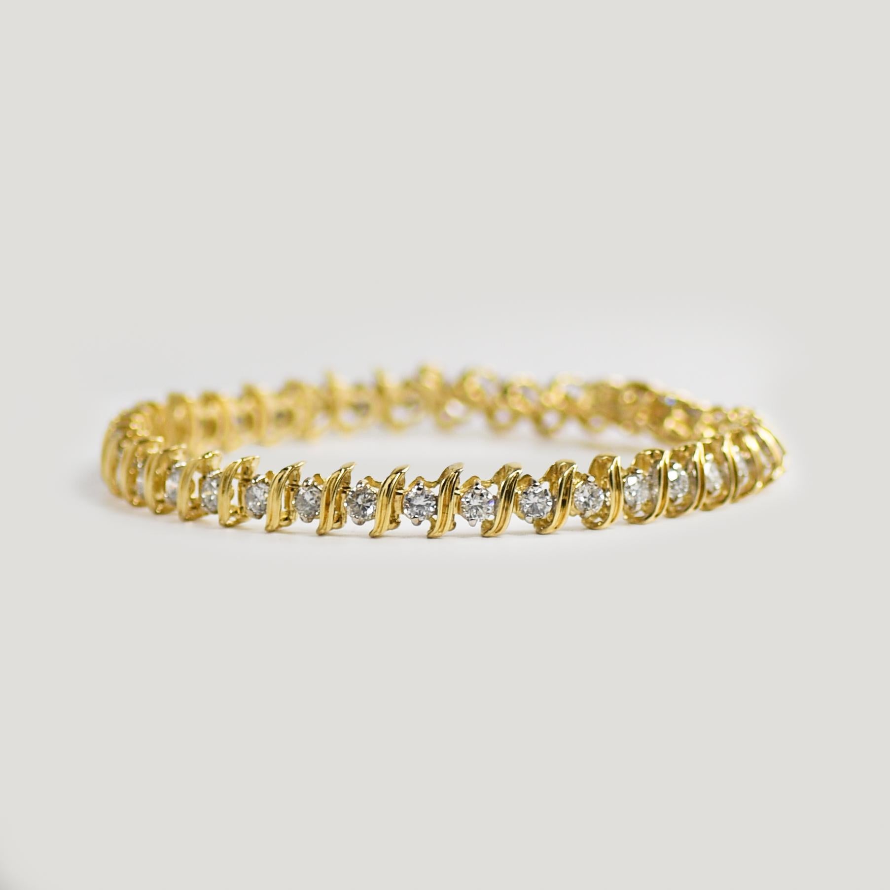 14k Yellow Gold Diamond Tennis Bracelet 3.00ct, 7 1/4 Inch 1