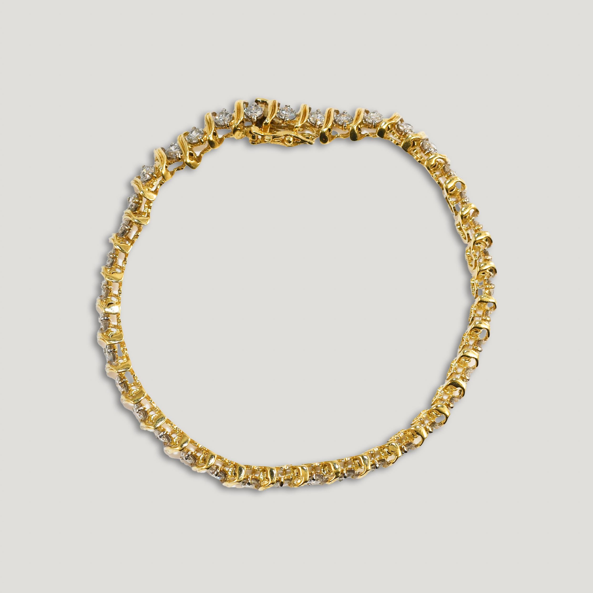 14k Yellow Gold Diamond Tennis Bracelet 3.00ct, 7 1/4 Inch 2