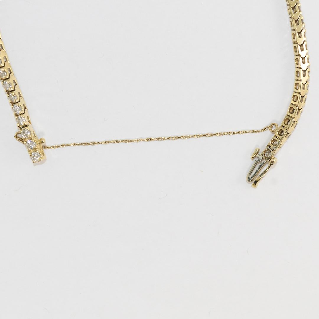 14 Karat Gelbgold Diamant-Tennisarmband 3,00 Karat (Rundschliff) im Angebot