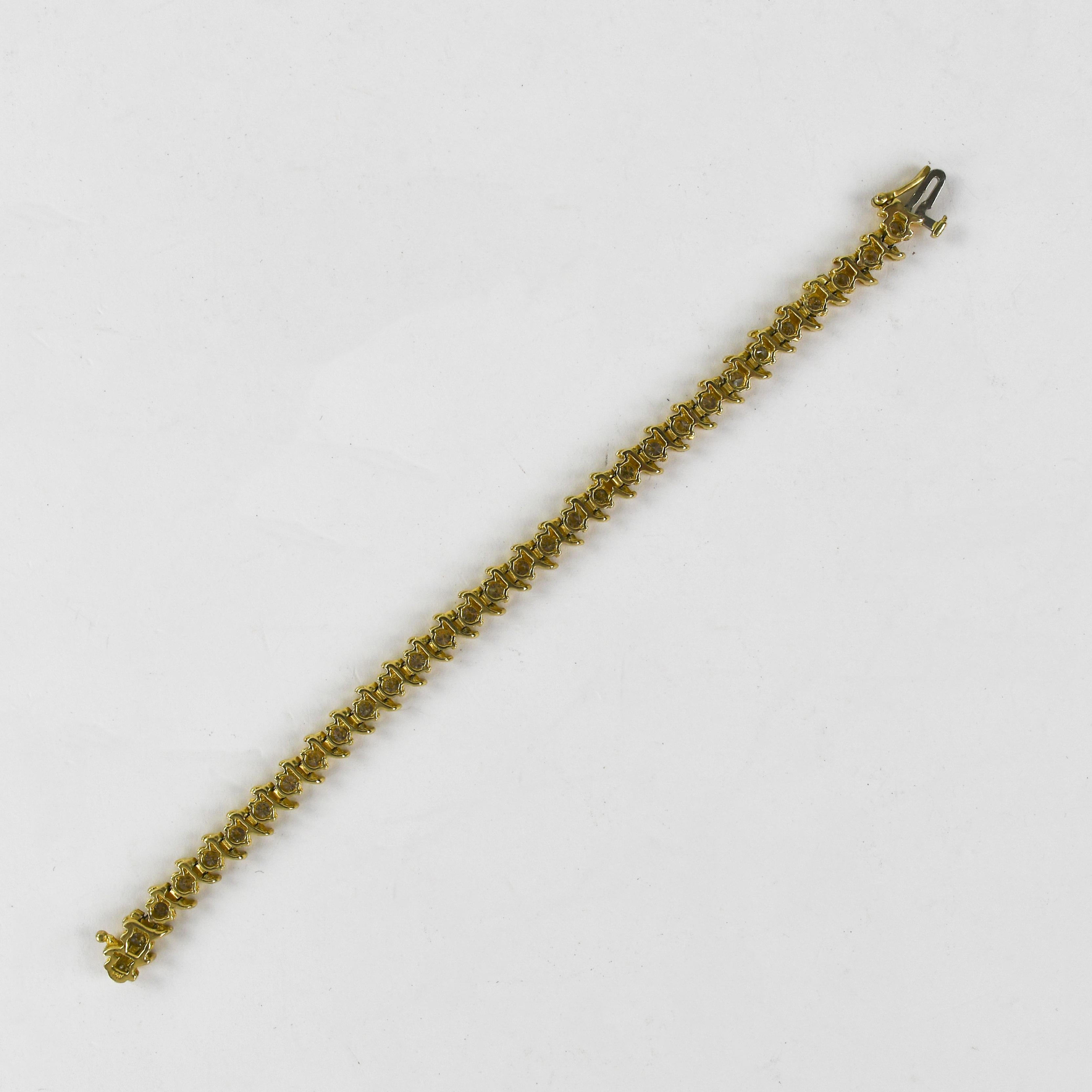 Bracelet tennis en or jaune 14 carats avec diamants 4,00 carats Excellent état - En vente à Laguna Beach, CA