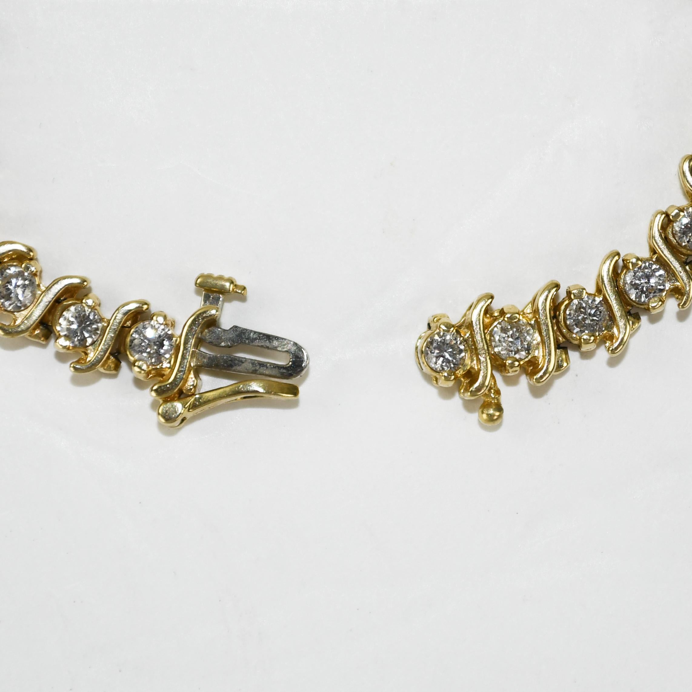Bracelet tennis en or jaune 14 carats avec diamants 4,00 carats Unisexe en vente