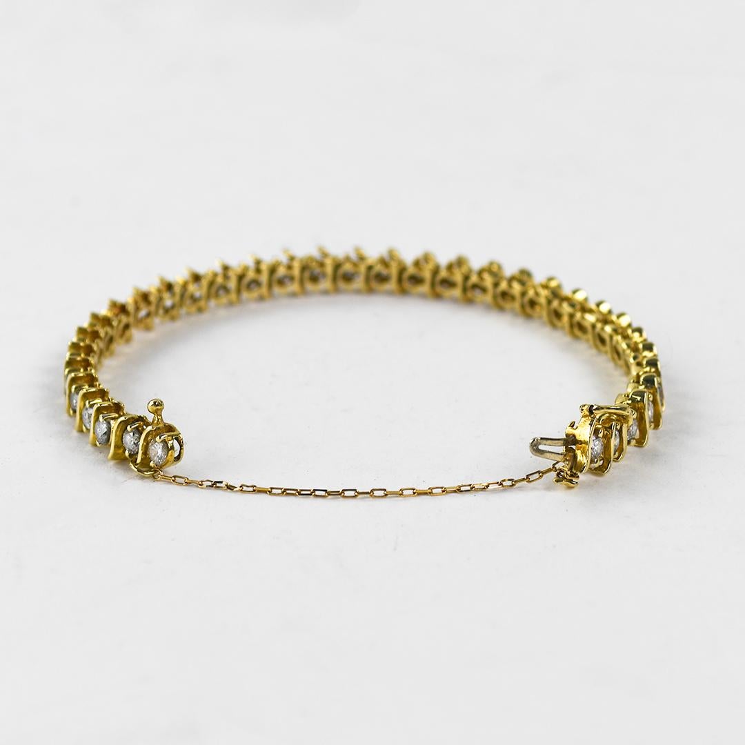 da uomo o donna Bracciale tennis con diamanti in oro giallo 14K 4,00ct in vendita