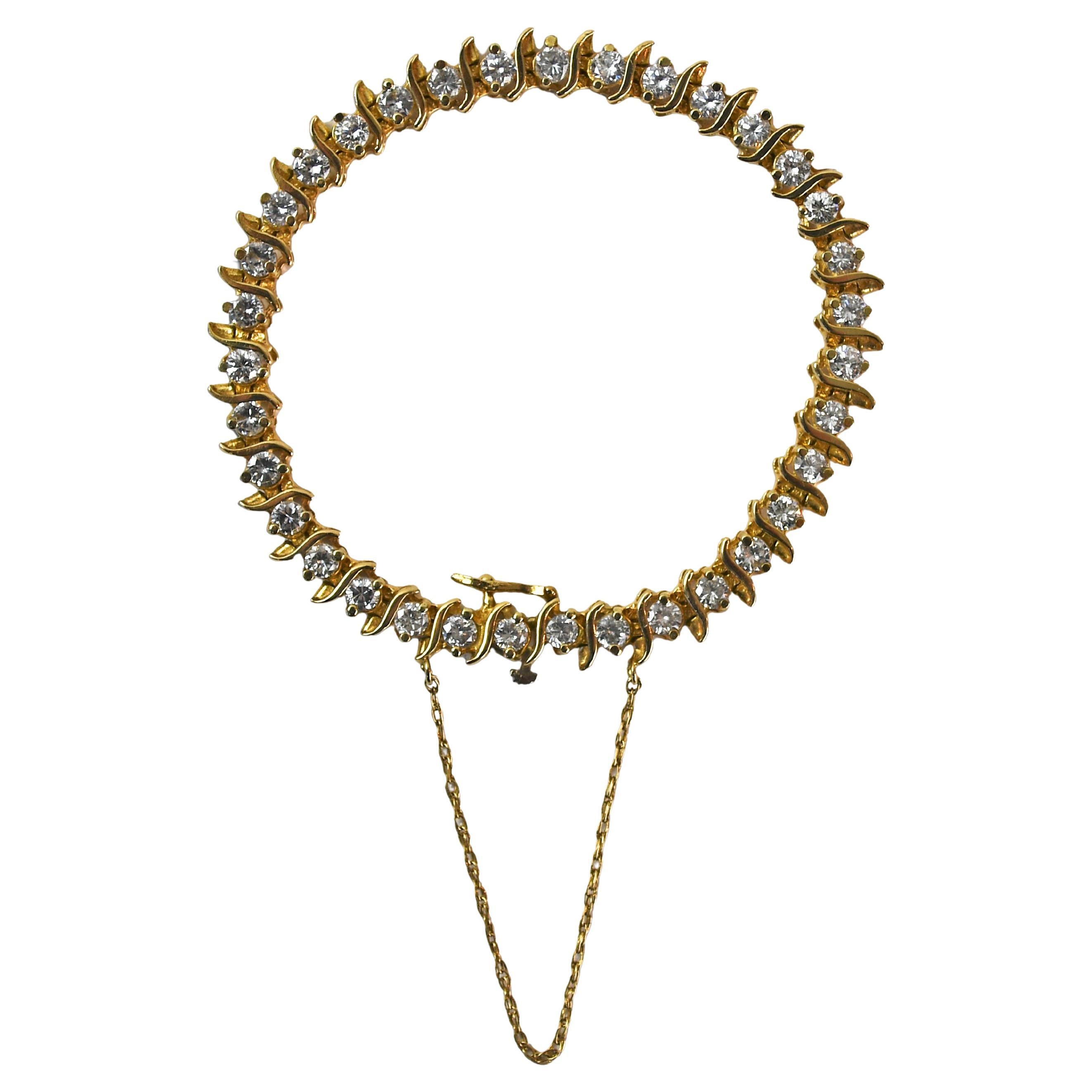 Bracciale tennis con diamanti in oro giallo 14K 4,00ct