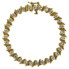 14K Yellow Gold Diamond Tennis Bracelet 4.00ct