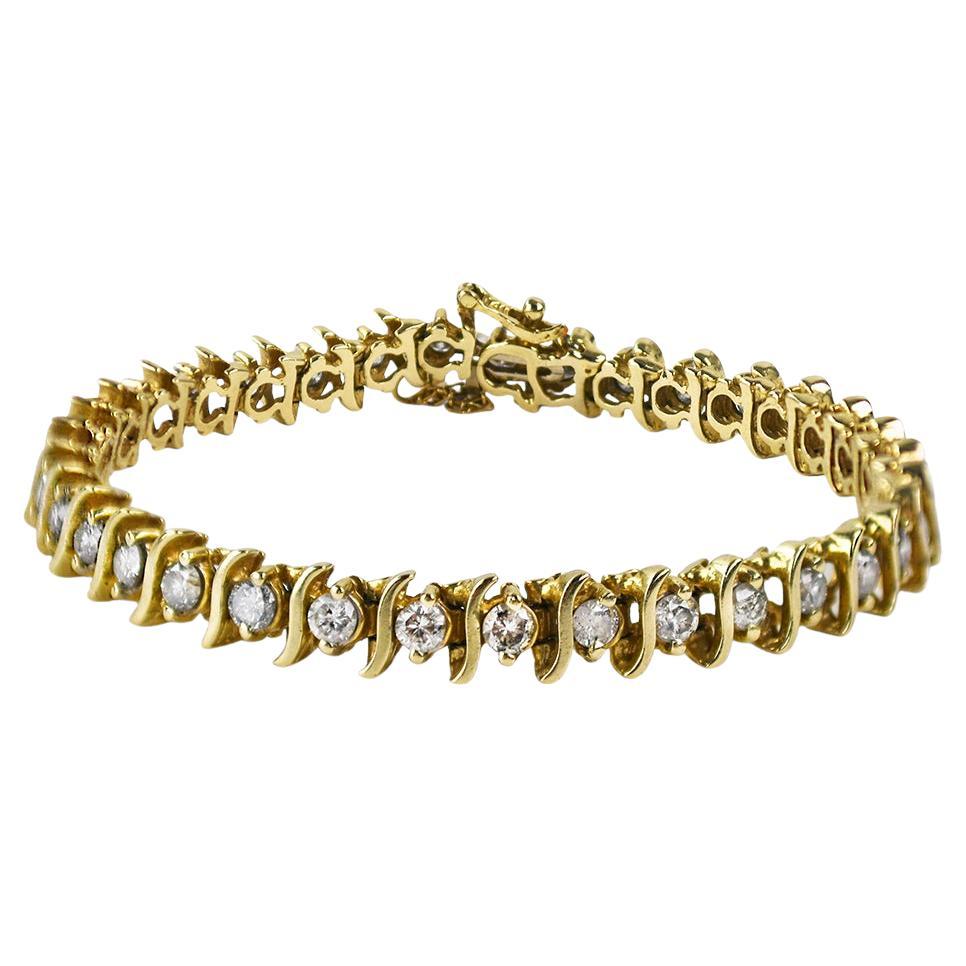 Bracciale tennis con diamanti in oro giallo 14K 4,00ct in vendita