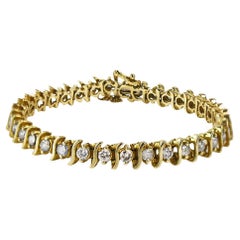 Bracciale tennis con diamanti in oro giallo 14K 4,00ct
