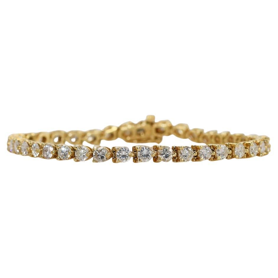 Bracelet tennis en or jaune 14 carats avec diamants de 6,50 carats, 14,4 g