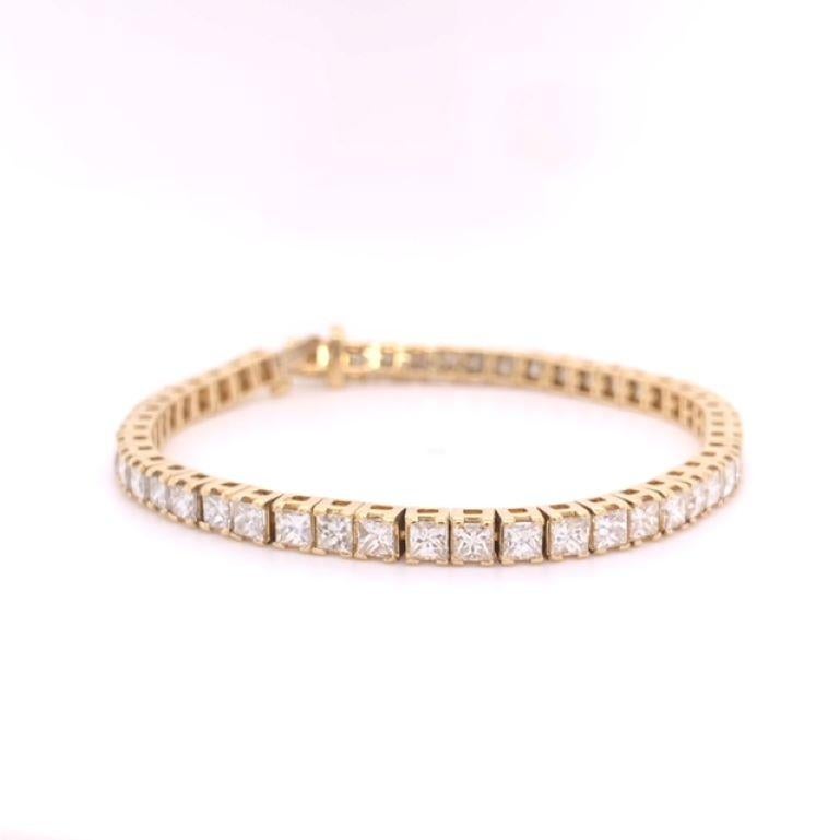 Moderne Bracelet tennis en or jaune 14 carats avec diamants de 7,1/2 carats en vente