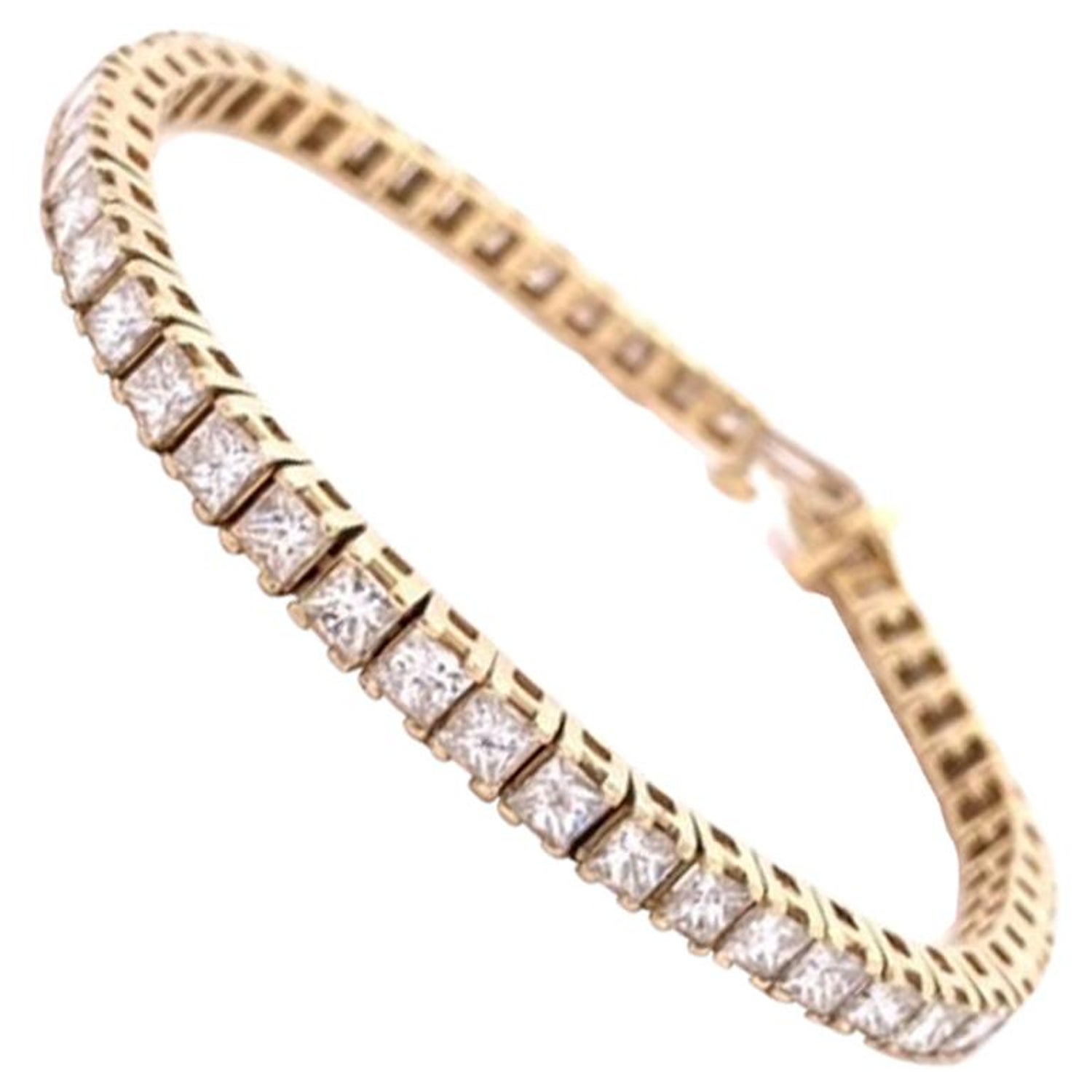 14K White Gold Lab Grown 6.16 Carat Diamond Tennis Bracelet For Sale at  1stDibs