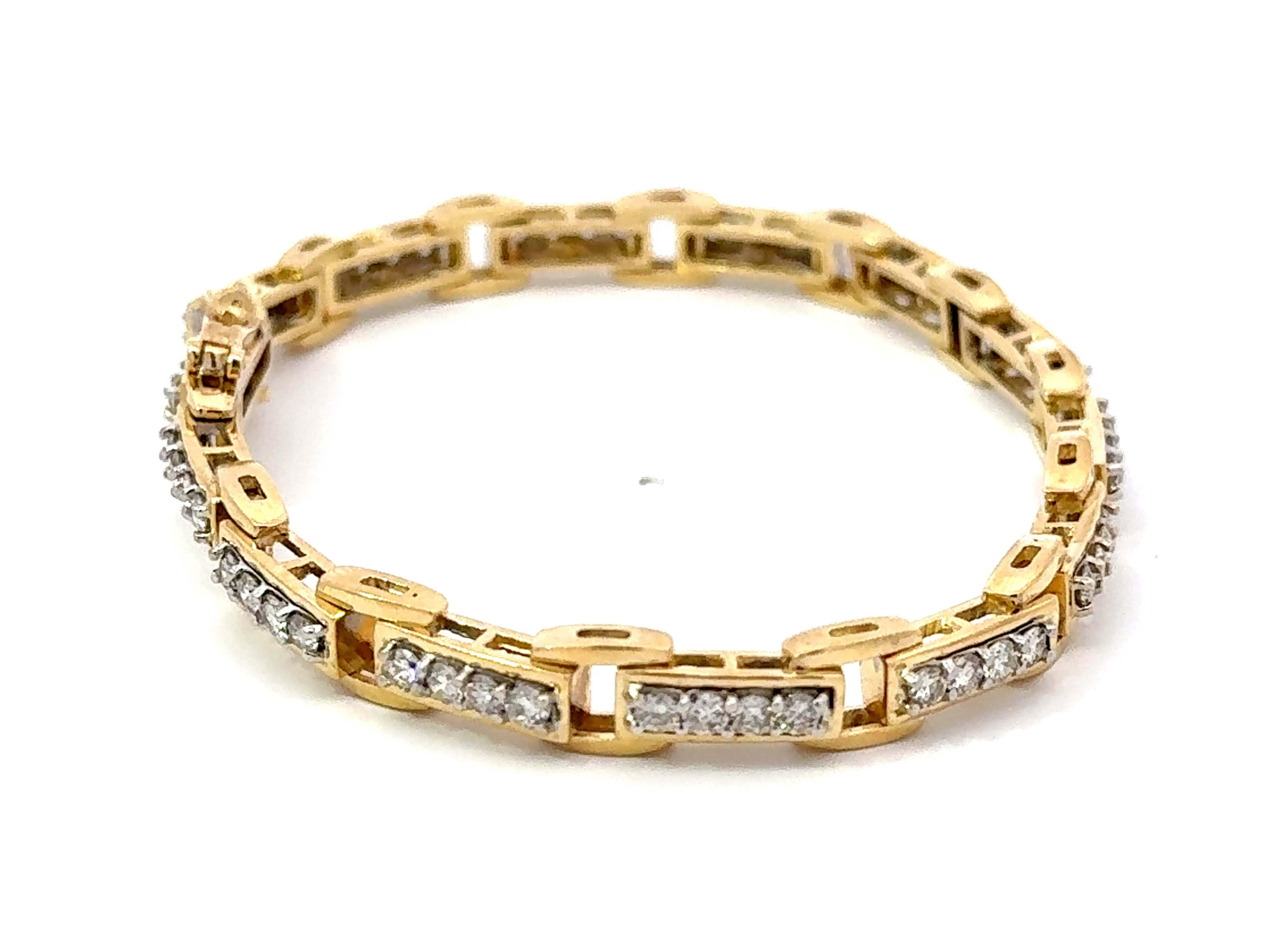 14k Gelbgold Diamant-Tennisarmband (Moderne) im Angebot