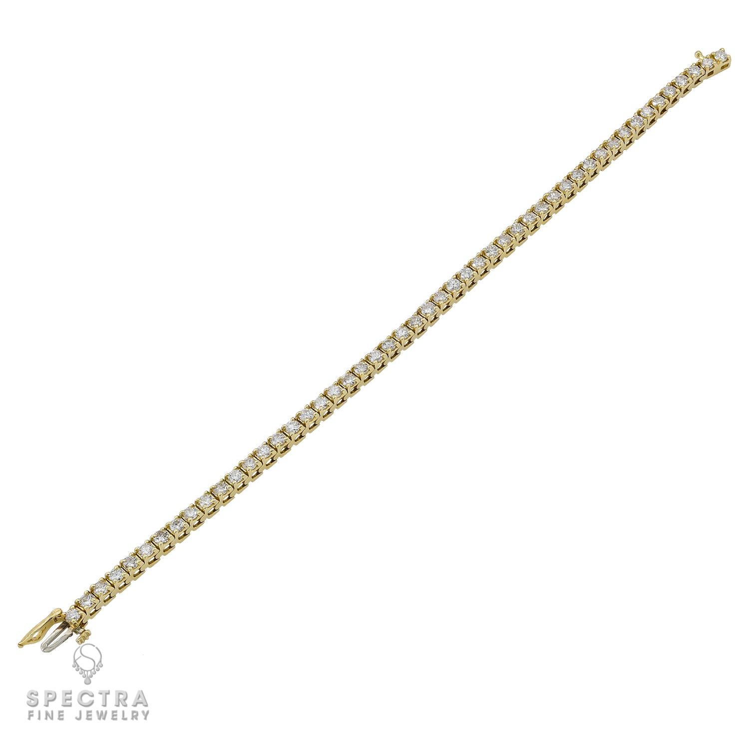 Bracelet tennis en or jaune 14 carats avec diamants  Neuf - En vente à New York, NY