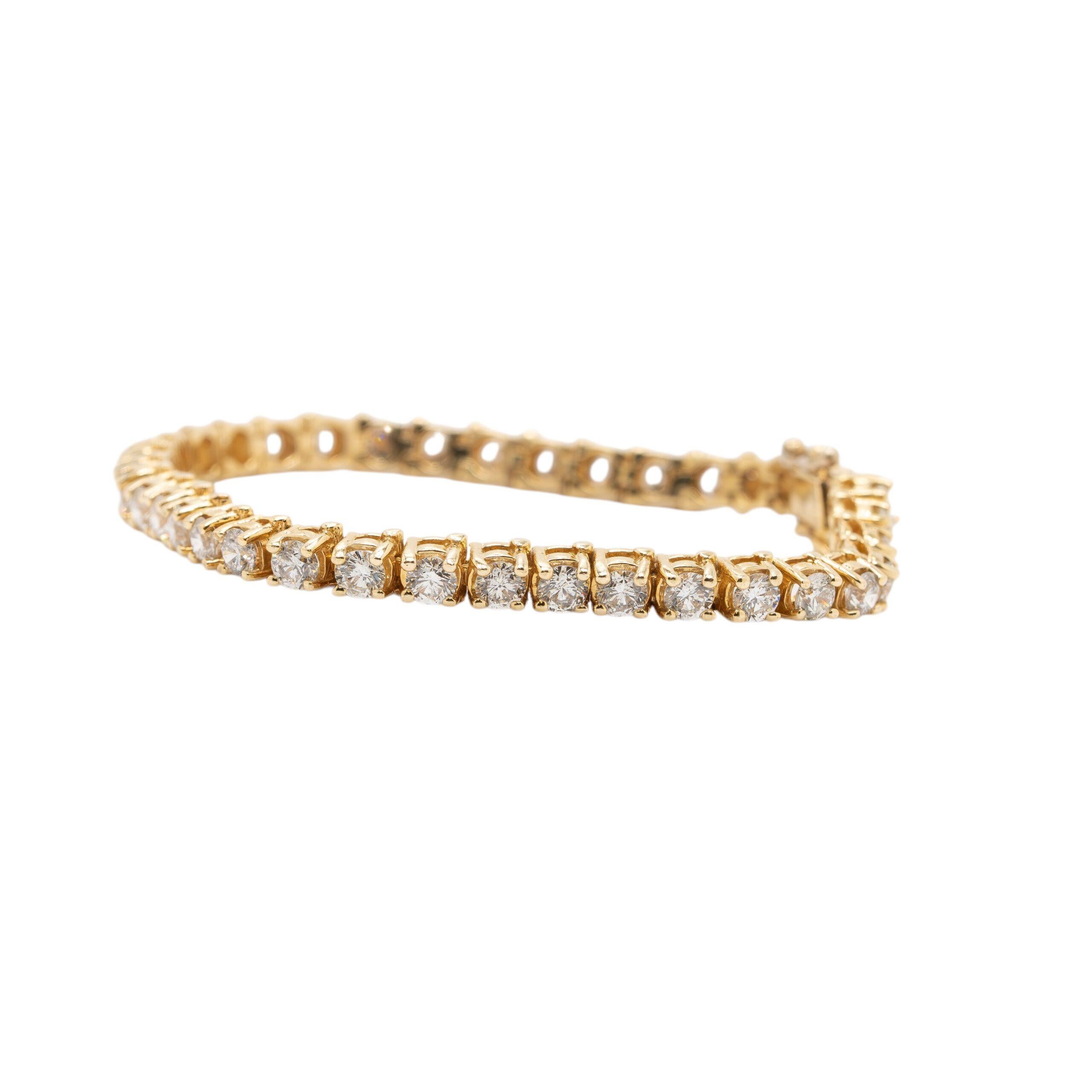 Bracelet tennis en or jaune 14 carats avec diamants Neuf - En vente à Boca Raton, FL