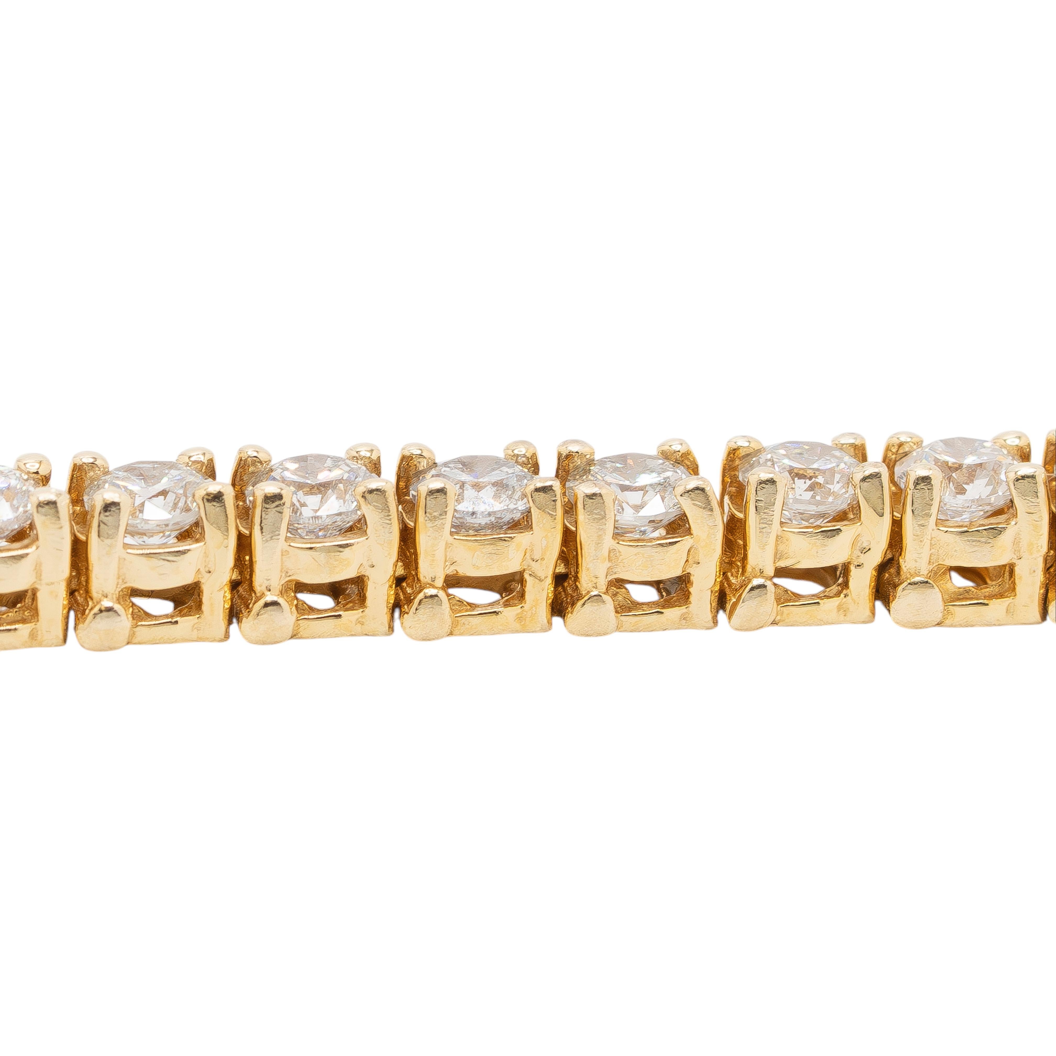Bracelet tennis en or jaune 14 carats avec diamants en vente 3