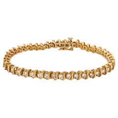 Vintage 14k Yellow Gold Diamond Tennis Bracelet