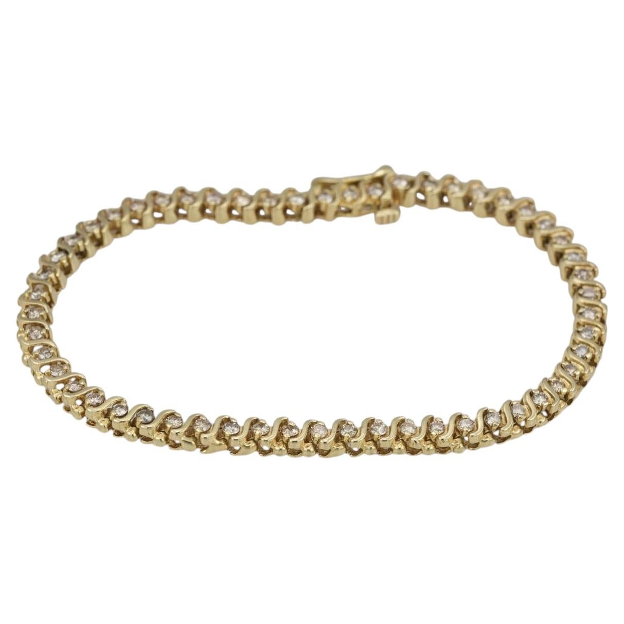 14k Yellow Gold Diamond Tennis Bracelet