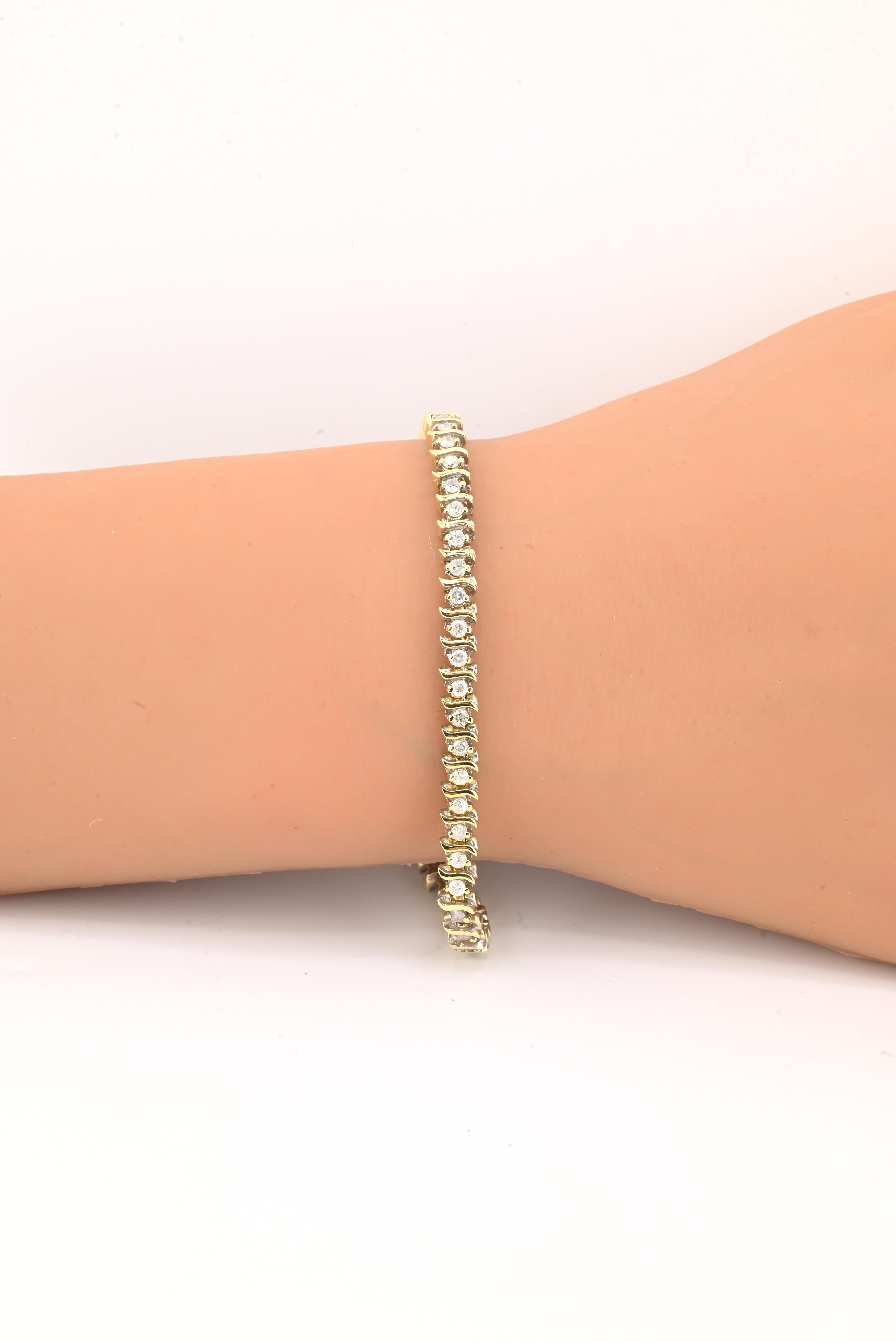 Pulsera de tenis de oro amarillo de 14 quilates con diamantes - 14.67g - ~1,50ct Diamantes Naturales - 7