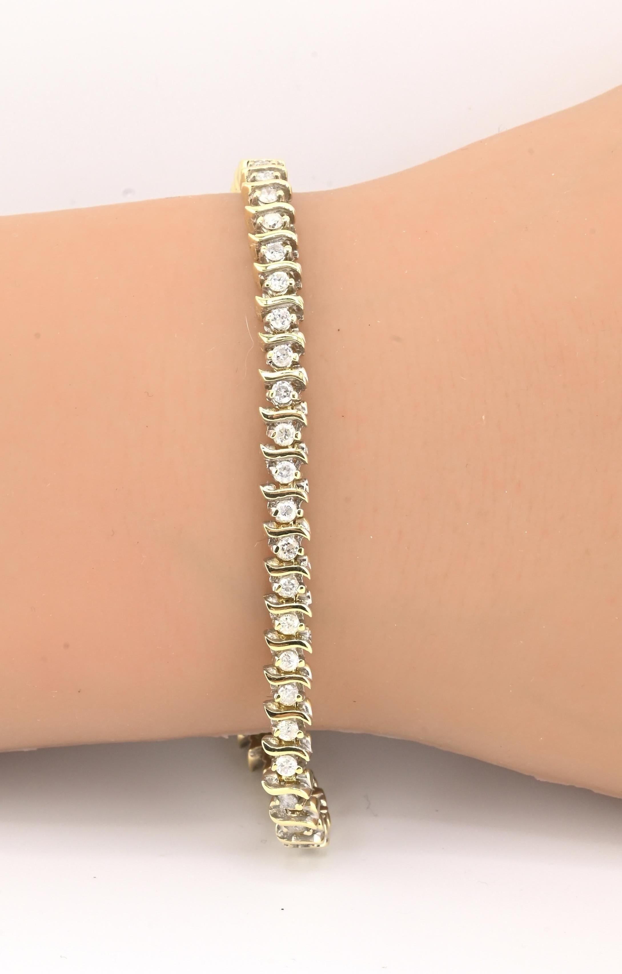 Pulsera de tenis de oro amarillo de 14 quilates con diamantes - 14.67g - ~1,50ct Diamantes Naturales - 7