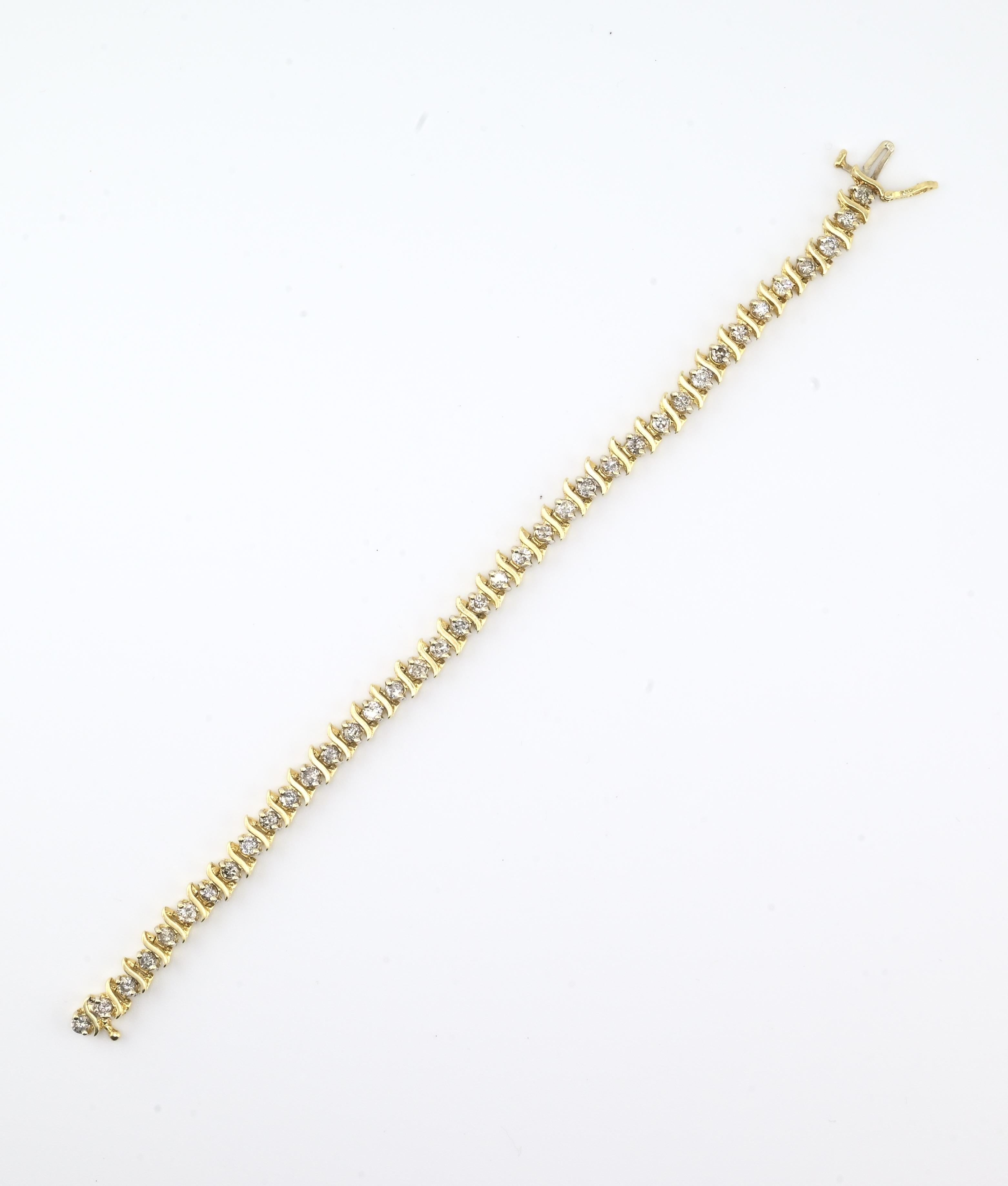 Bracelet de tennis en or jaune 14K avec diamants • 16.20g • ~2.65-2.80ct Diamants naturels Bon état - En vente à Media, PA