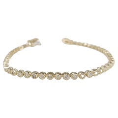 Bracelet tennis en or jaune 14 carats avec diamants sertis dans une monture en perles de 3,02 carats