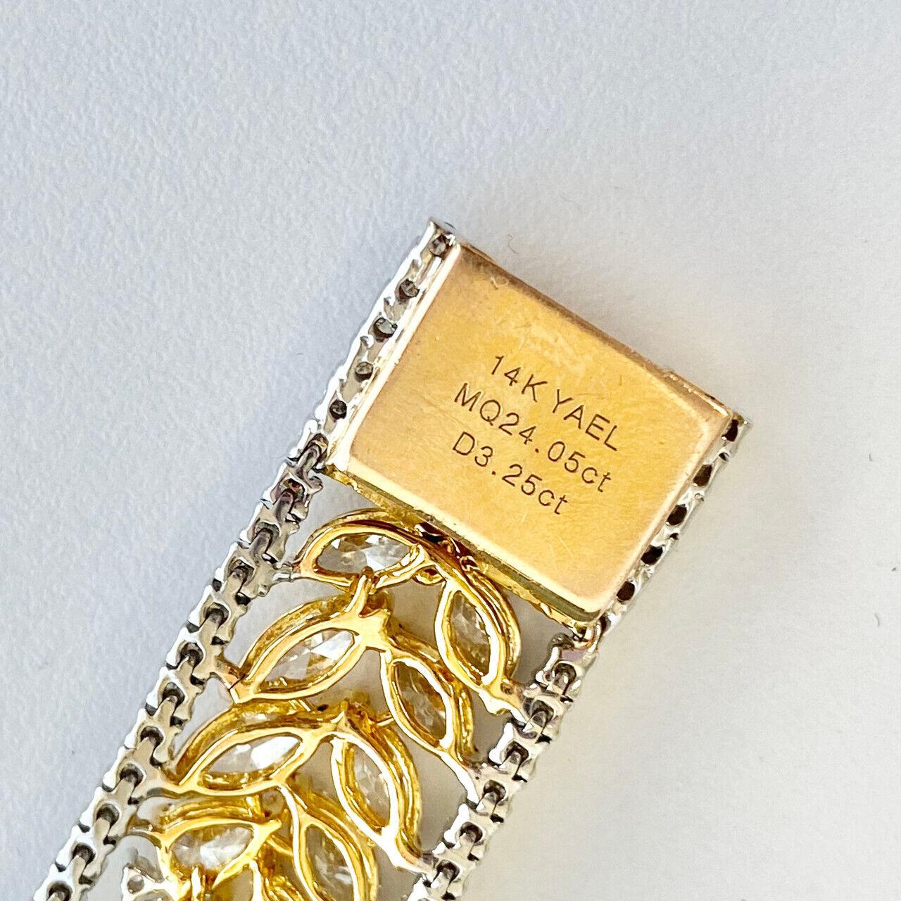 oro giallo 14K  Bracciale tennis con diamanti bianchi e gialli 27,29 carati In condizioni Nuovo in vendita a Los Angeles, CA