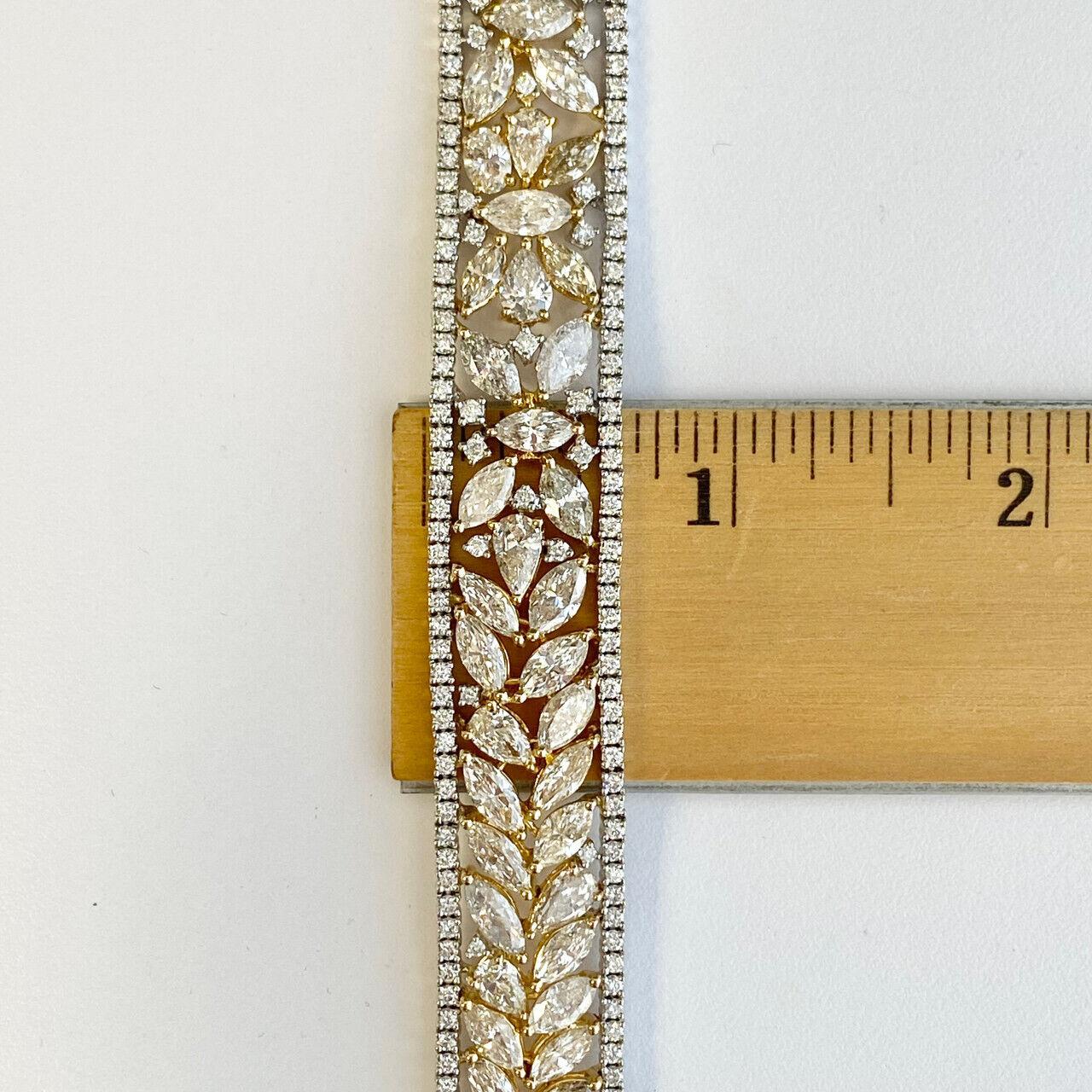 oro giallo 14K  Bracciale tennis con diamanti bianchi e gialli 27,29 carati in vendita 1