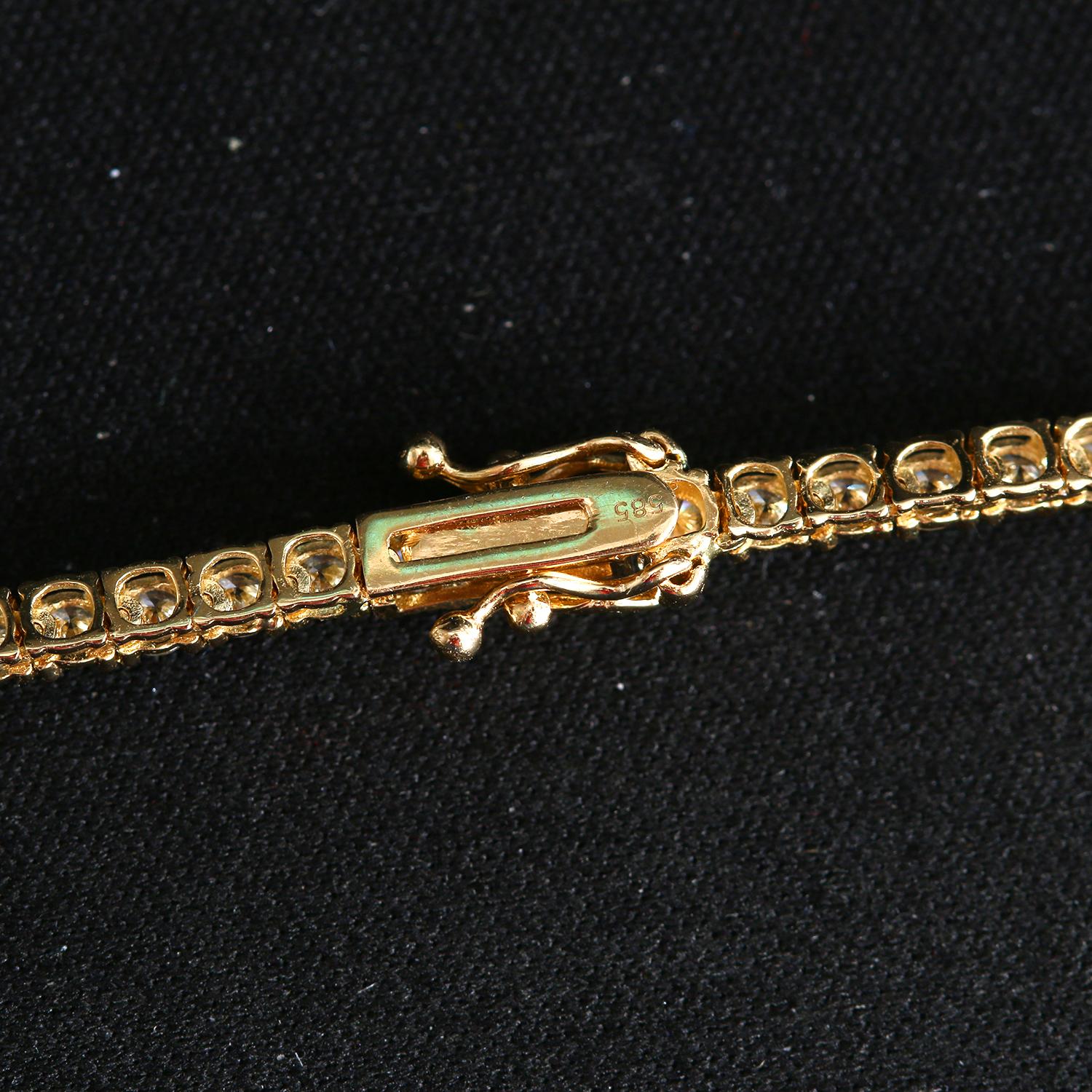 14k Gelbgold Diamant-Tennis-Halskette 8,5 Karat Damen im Angebot