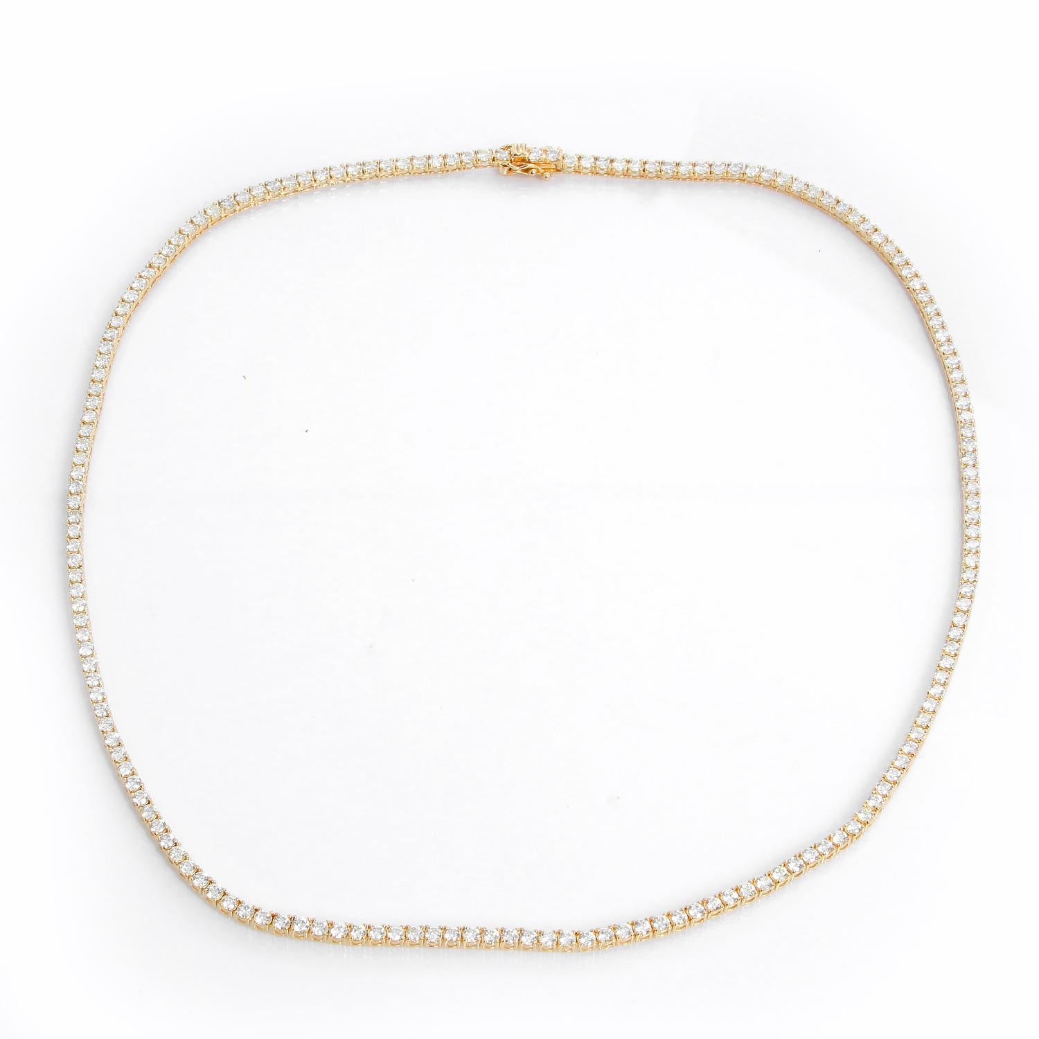 14k Gelbgold Diamant-Tennis-Halskette 8,5 Karat im Angebot 1