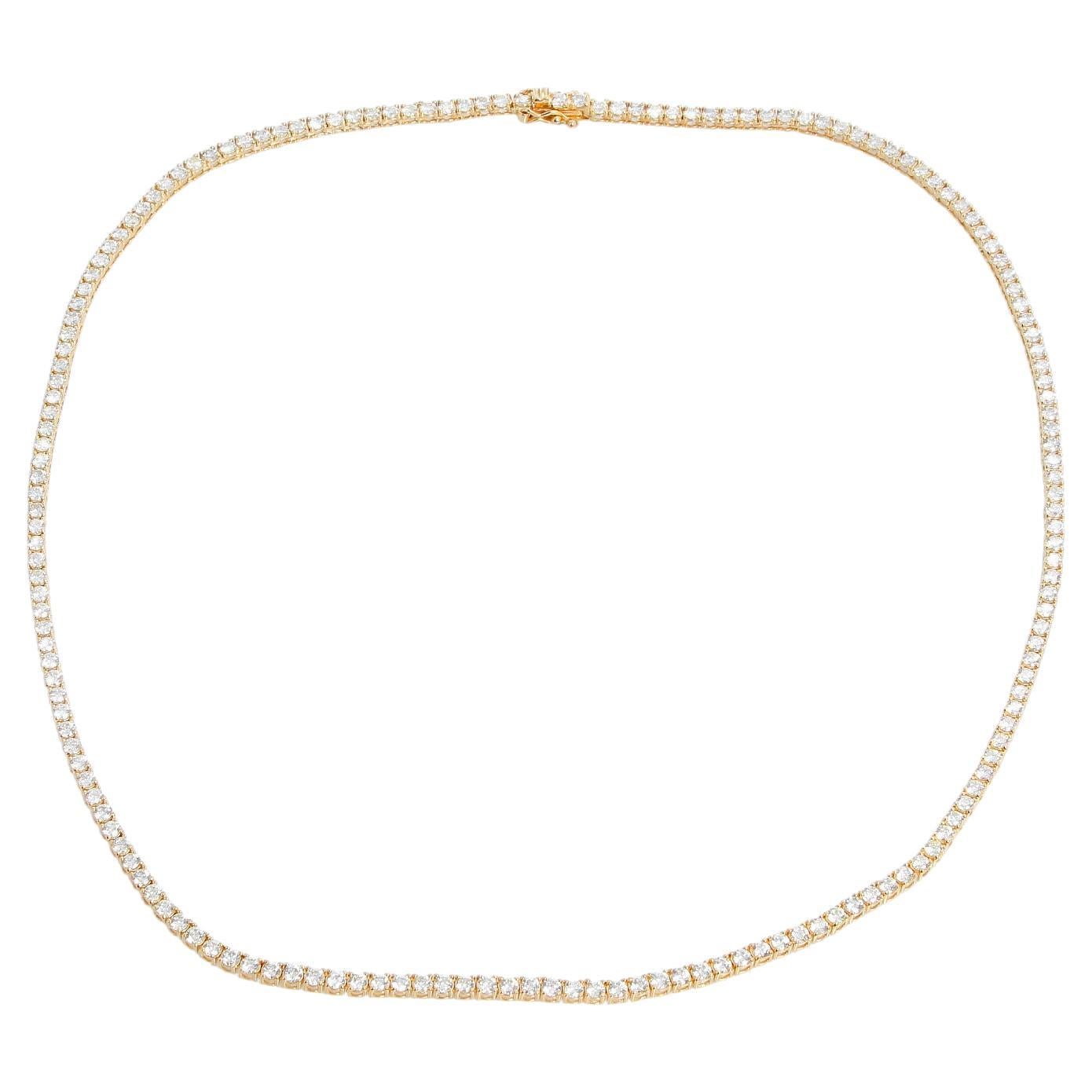 14k Yellow Gold Diamond Tennis Necklace 8.5 Cts For Sale