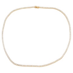 Used 14k Yellow Gold Diamond Tennis Necklace 8.5 Cts