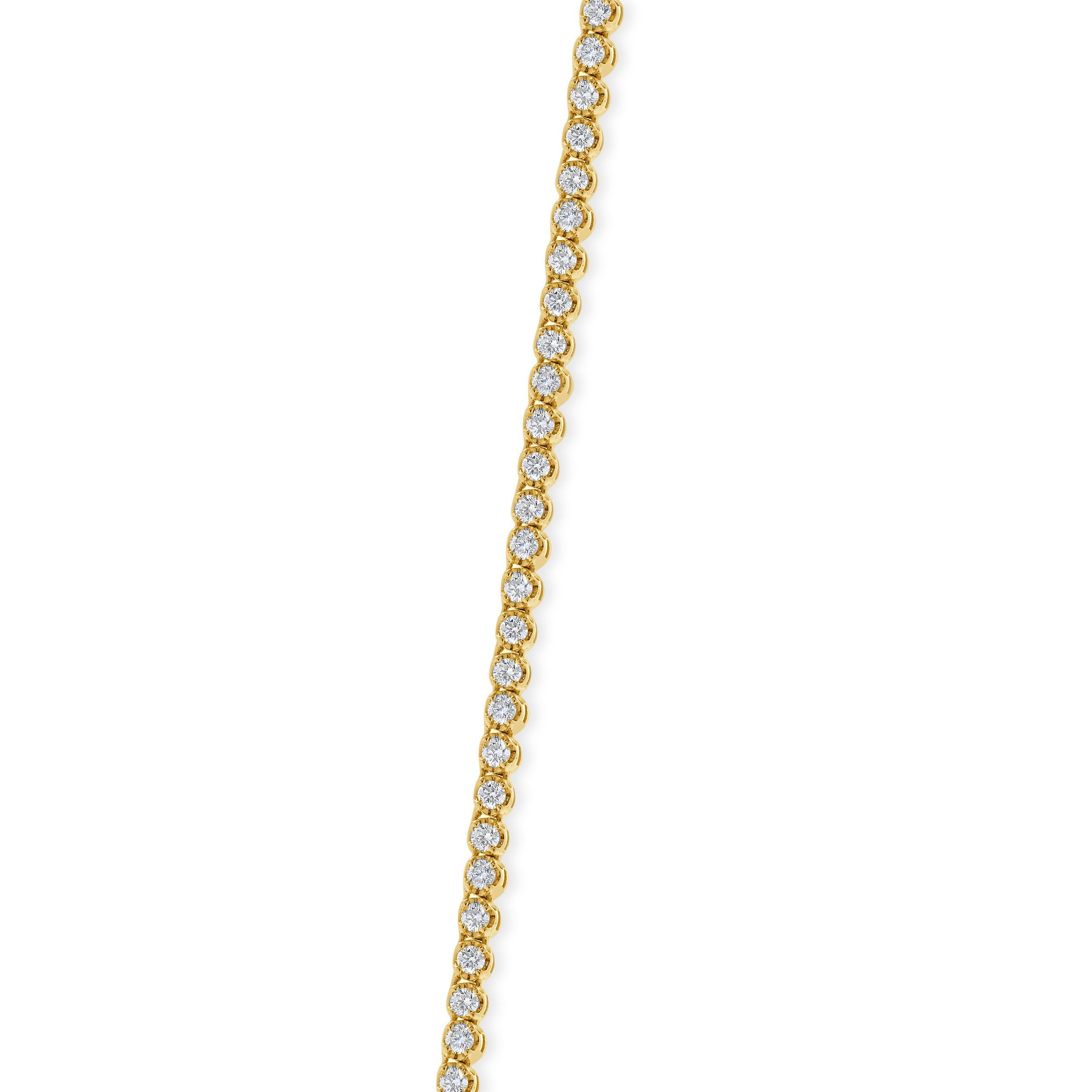 Designer: custom
Material: 14K yellow gold
Diamonds: 177 round brilliant = 3.51cttw
Color: G
Clarity: VS
Dimensions: necklace measures 18-inches in length 
Weight: 17.71 grams
