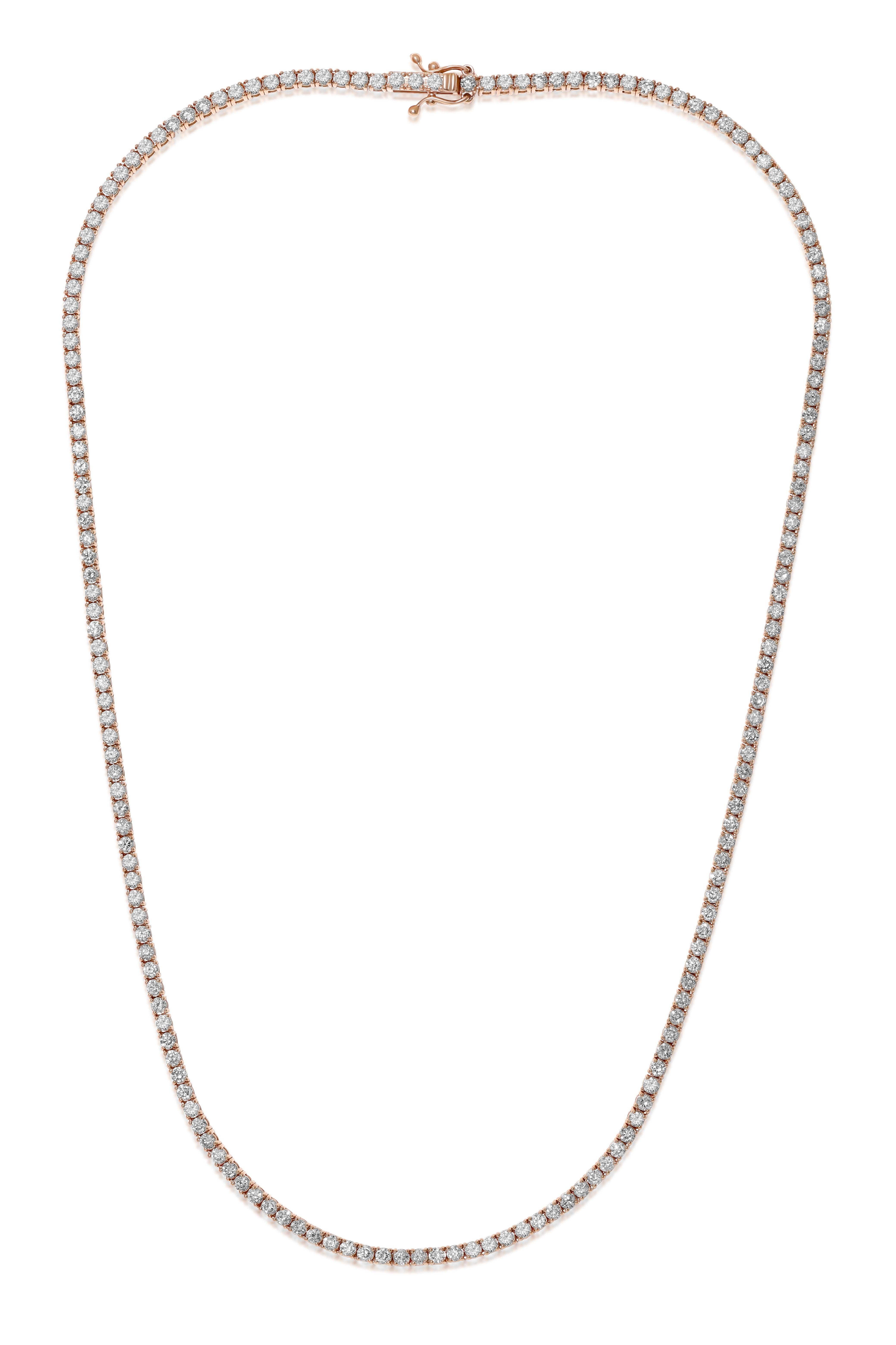 14K Yellow Gold Diamond Tennis Necklace 3.00CTS For Sale