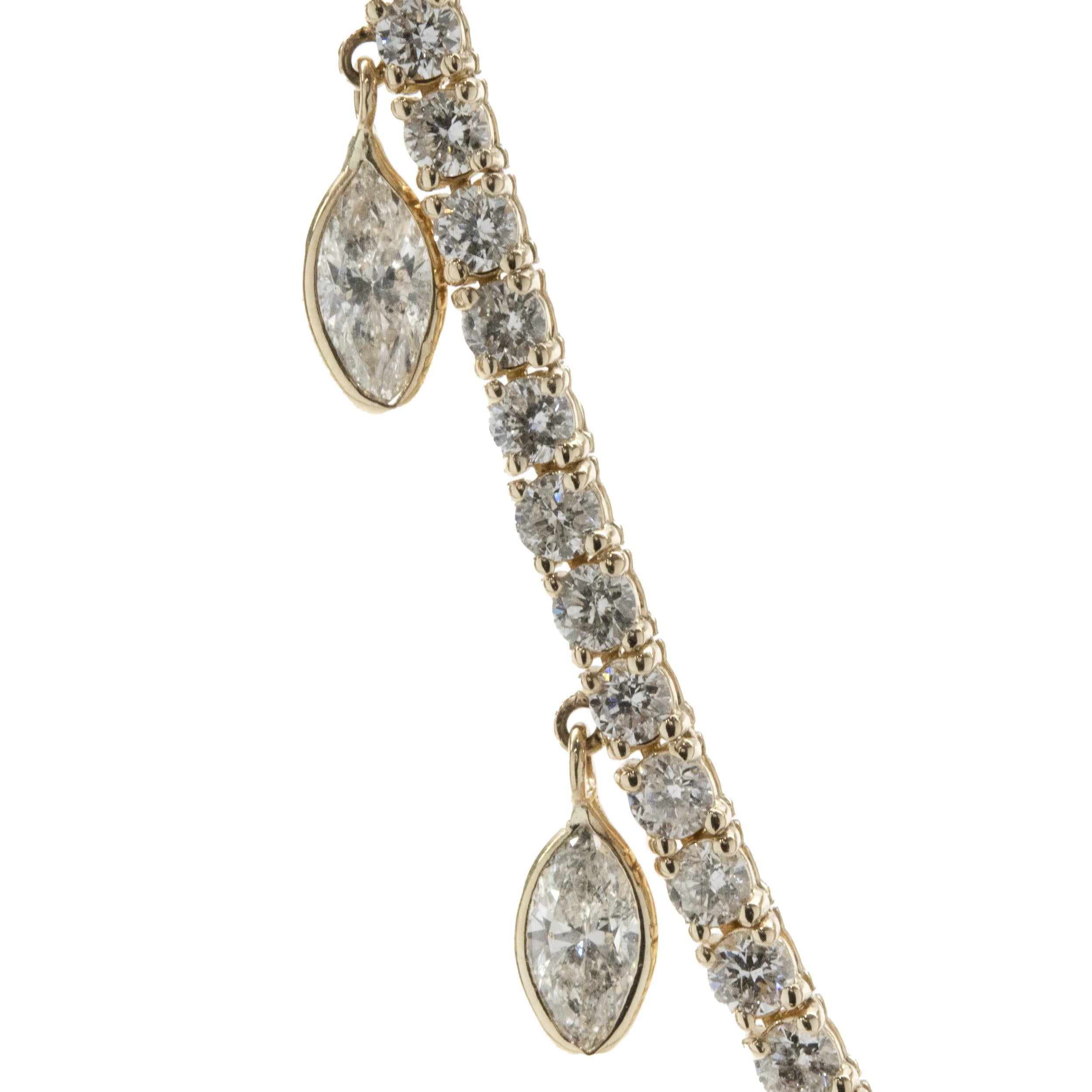 Designer: Sonderanfertigung
Material: 14K Gelbgold
Diamant: runder Brillant & Marquise-Schliff = 5,50cttw
Farbe: G / H
Klarheit: SI1
Abmessungen: Halskette kann in der Länge von 16-22 Zoll eingestellt werden 
Gewicht: 9,53 Gramm