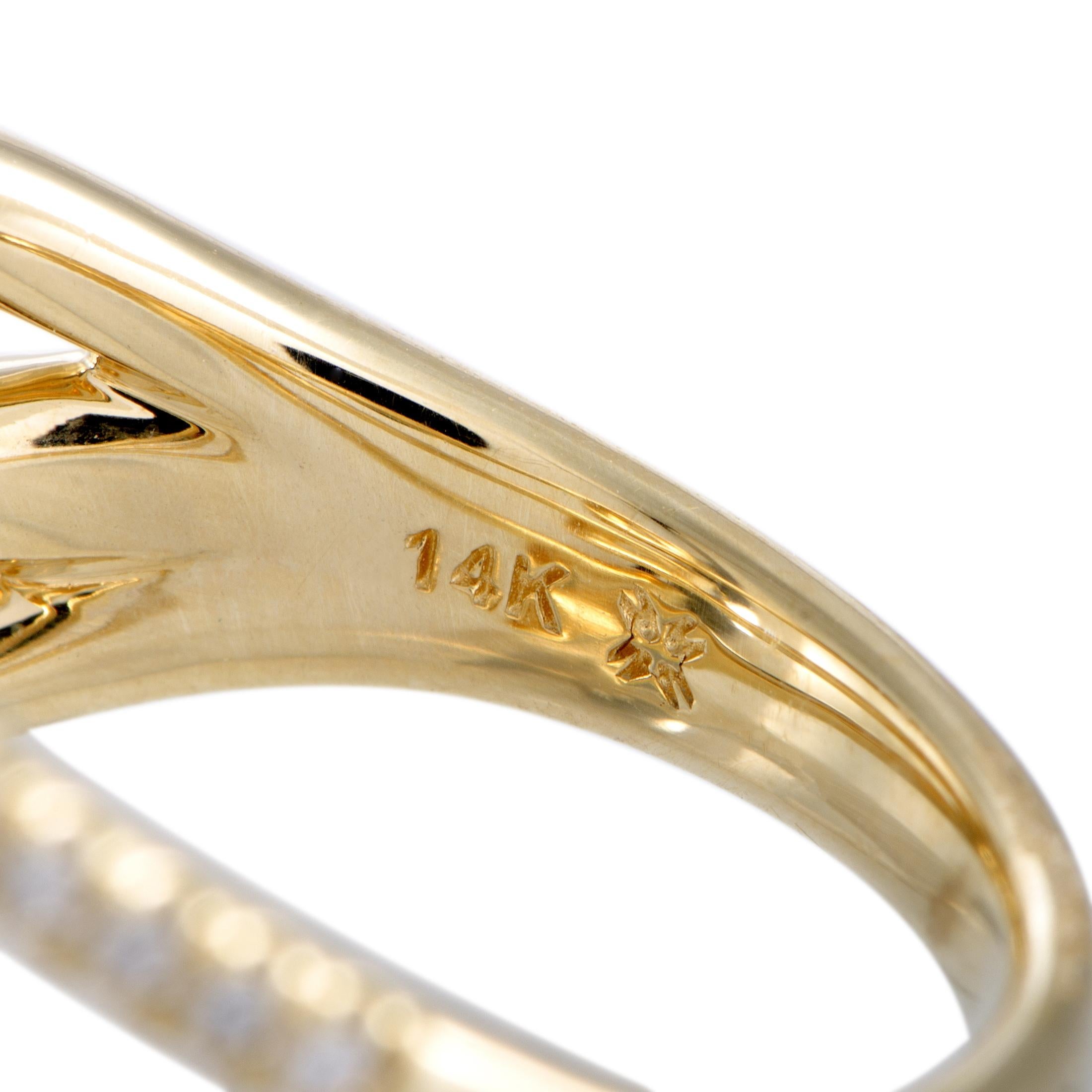 Women's 14 Karat Yellow Gold Diamond Three Square Ring