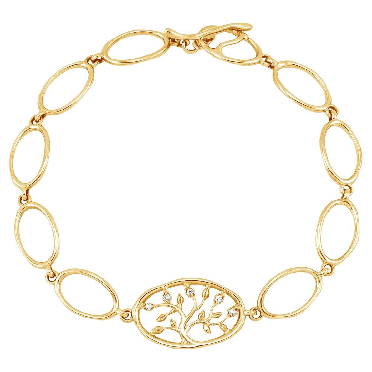 Pulsera Talismán Árbol de la Vida de Diamantes de Oro Amarillo de 14k en venta