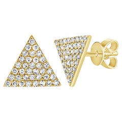 Clous d'oreilles triangulaires en or jaune 14 carats avec diamants