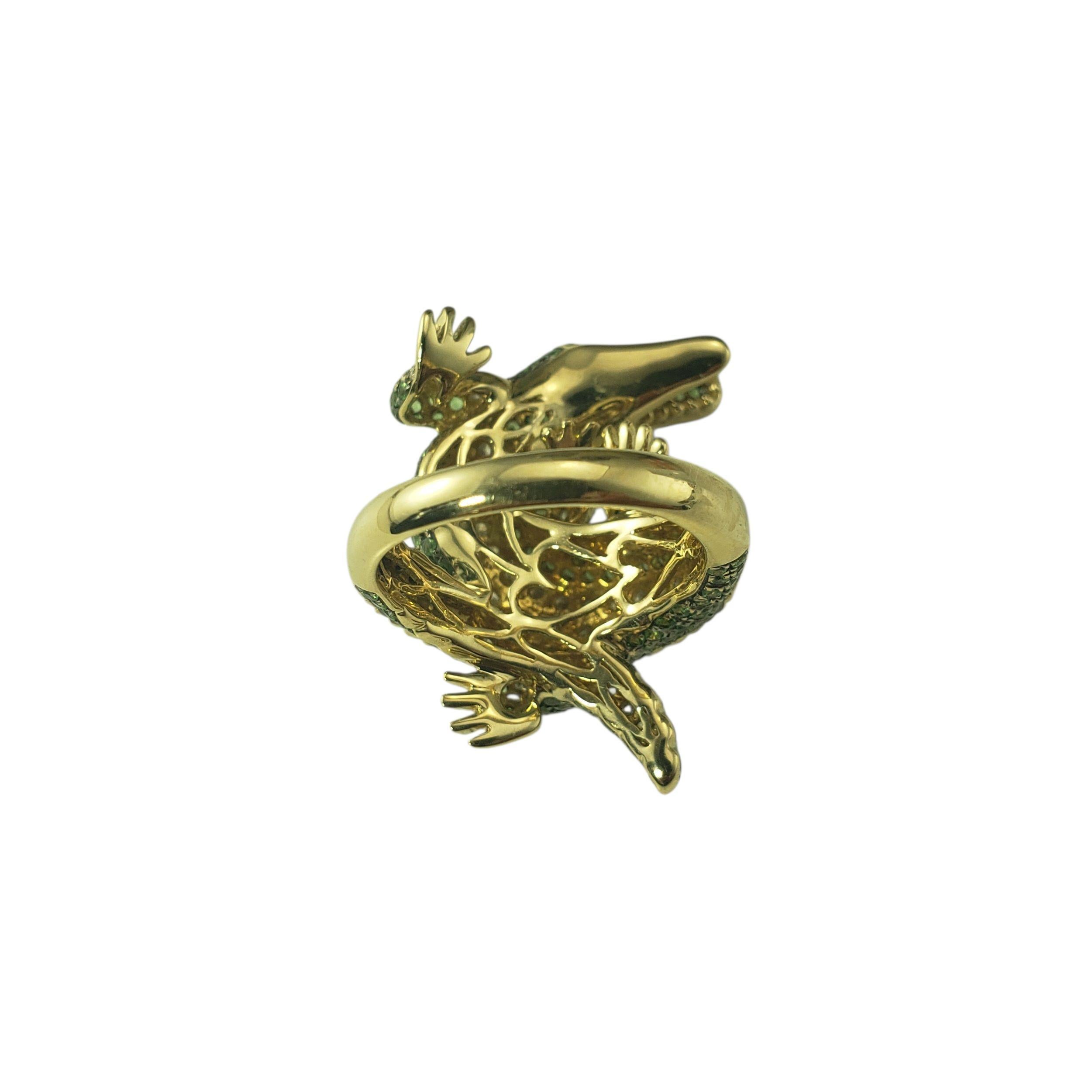 14K Yellow Gold Diamond & Tsavorite Alligator Ring Size 7 JAGi Certified #22648 en vente 1
