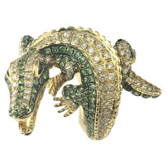 14K Yellow Gold Diamond & Tsavorite Alligator Ring Size 7 JAGi Certified #22648