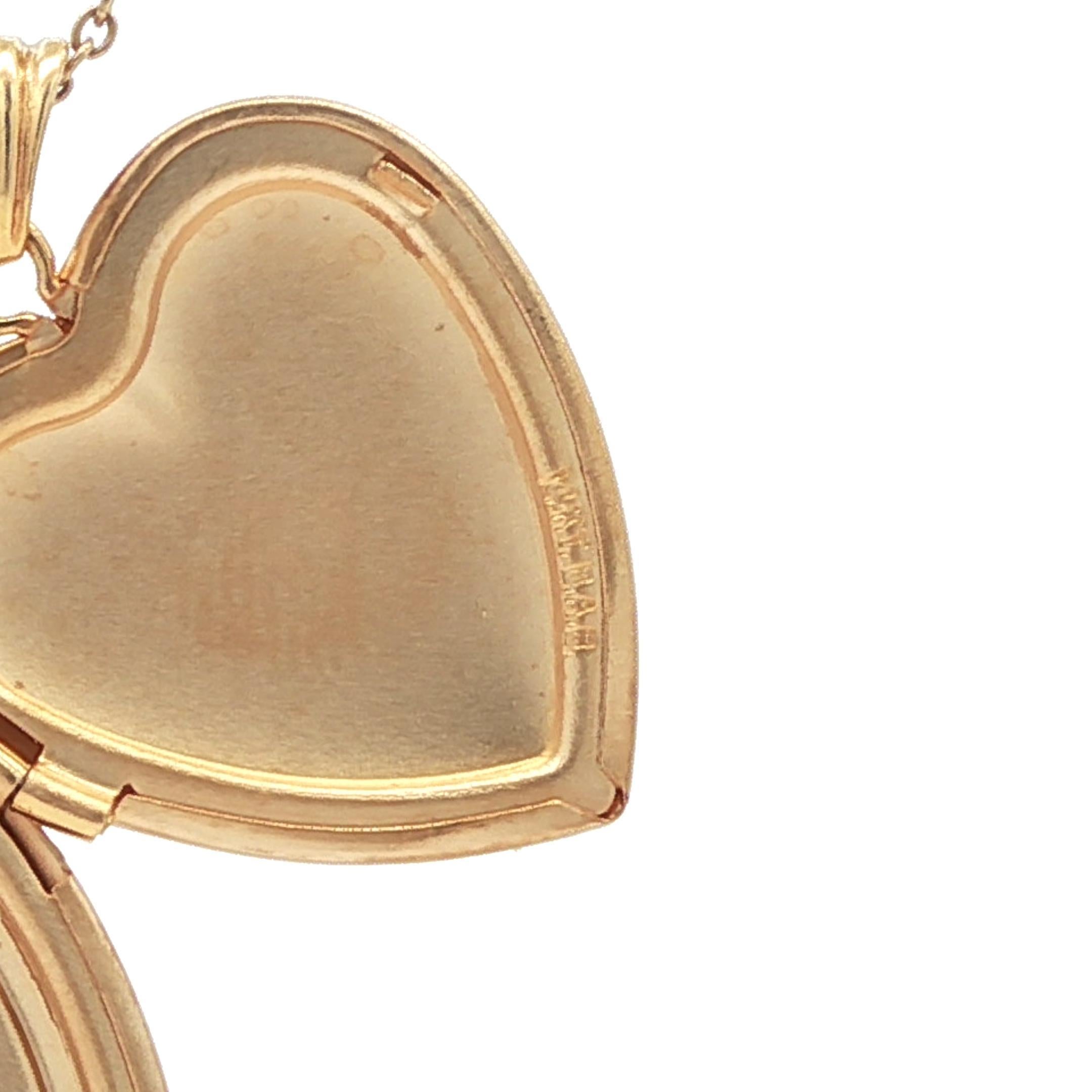 Pendentif en or jaune 14k avec pendentif en forme de coeur et diamants sur chaîne à maillons en câble de 18 pouces en vente 3