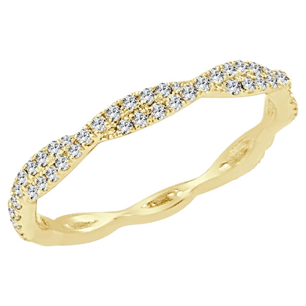 14K Yellow Gold Diamond Twist Band for Her For Sale