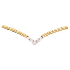 Vintage 14K Yellow Gold Diamond 'V' Necklace