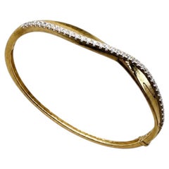 14K Yellow Gold Diamond Wave Bangle Bracelet – 0.69ct Diamonds DC-BNG14607-8