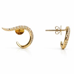 14K Gelbgold Diamant-Wellen-Ohrringe