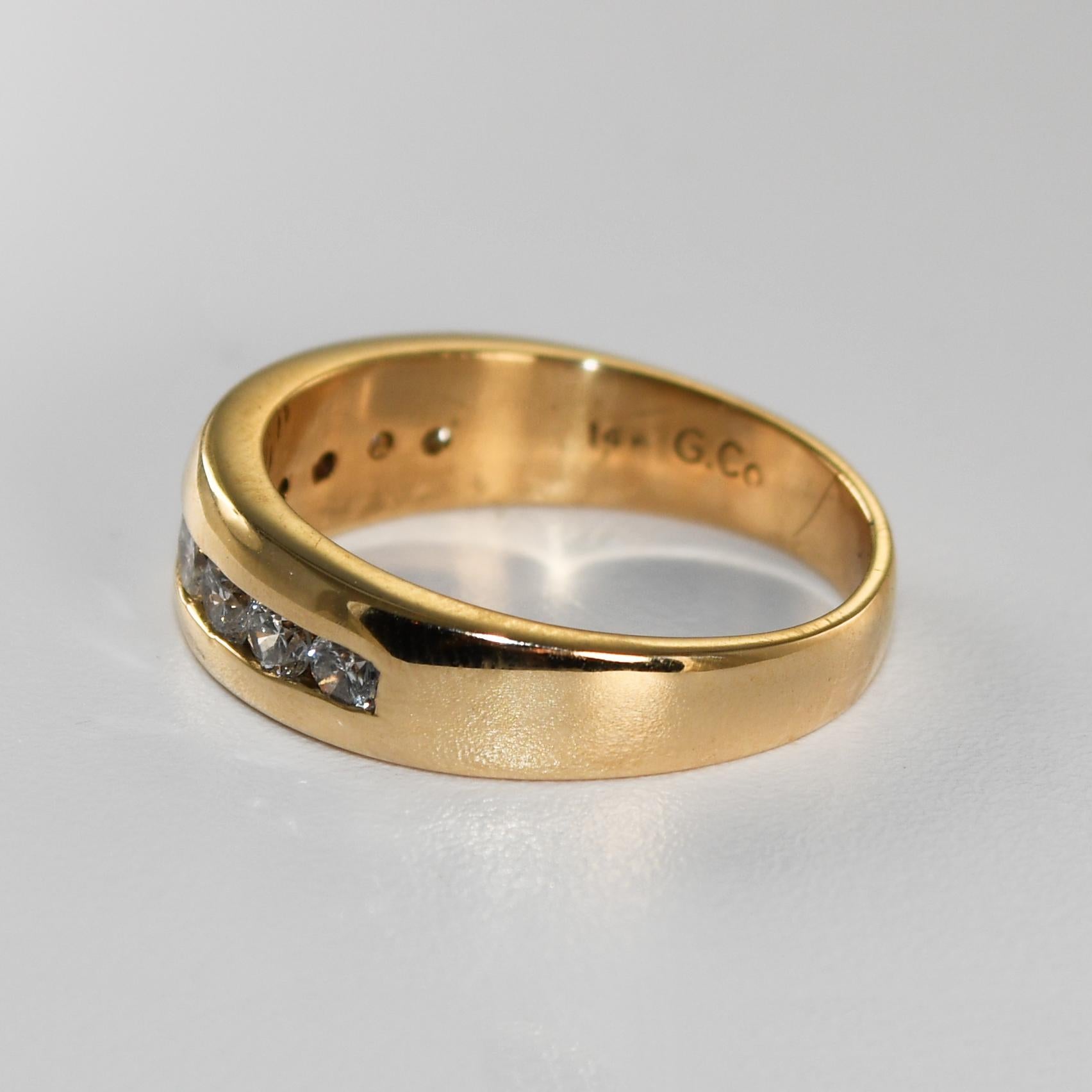 Alliance en or jaune 14 carats avec diamants 0,50 carat Unisexe en vente