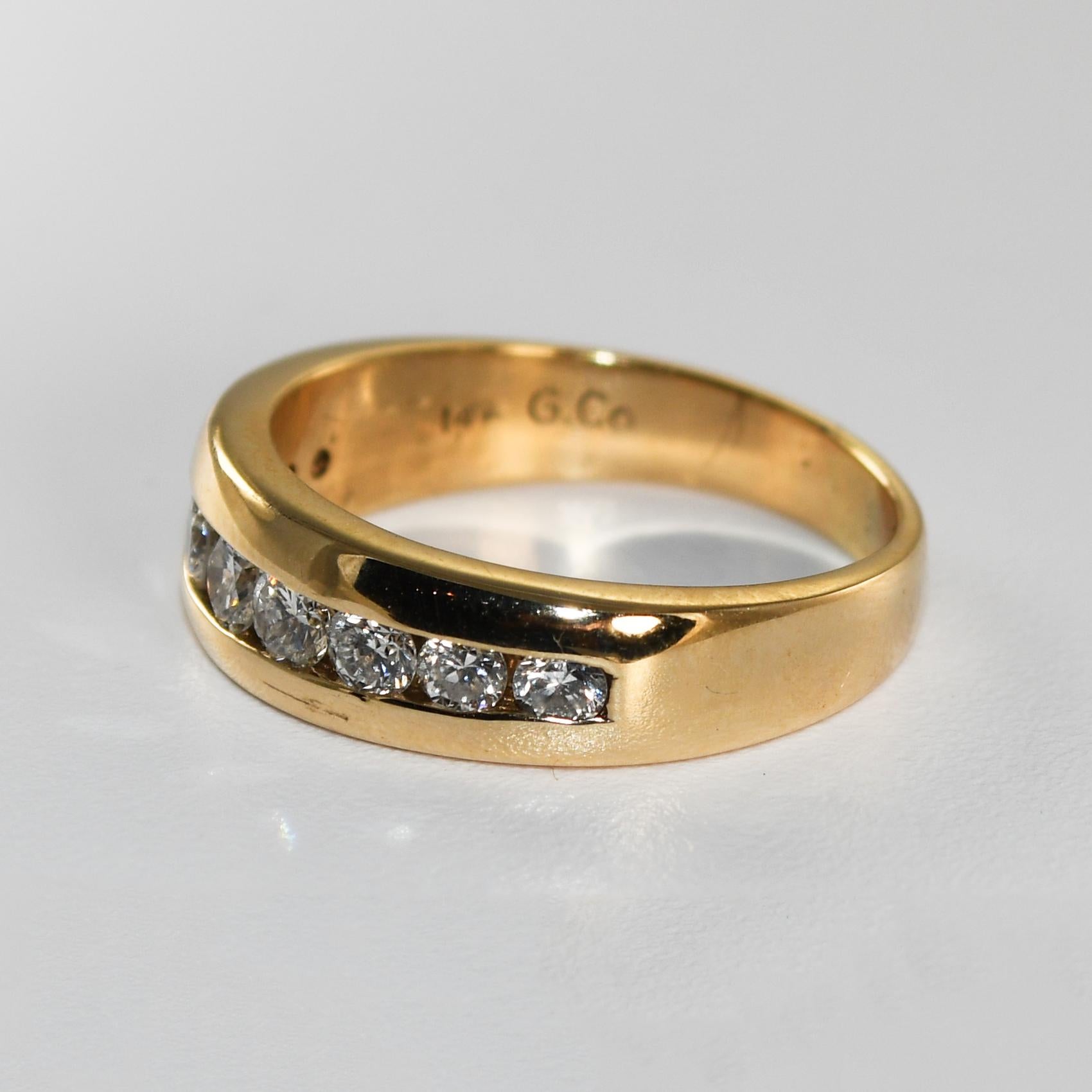 Alliance en or jaune 14 carats avec diamants 0,50 carat en vente 1