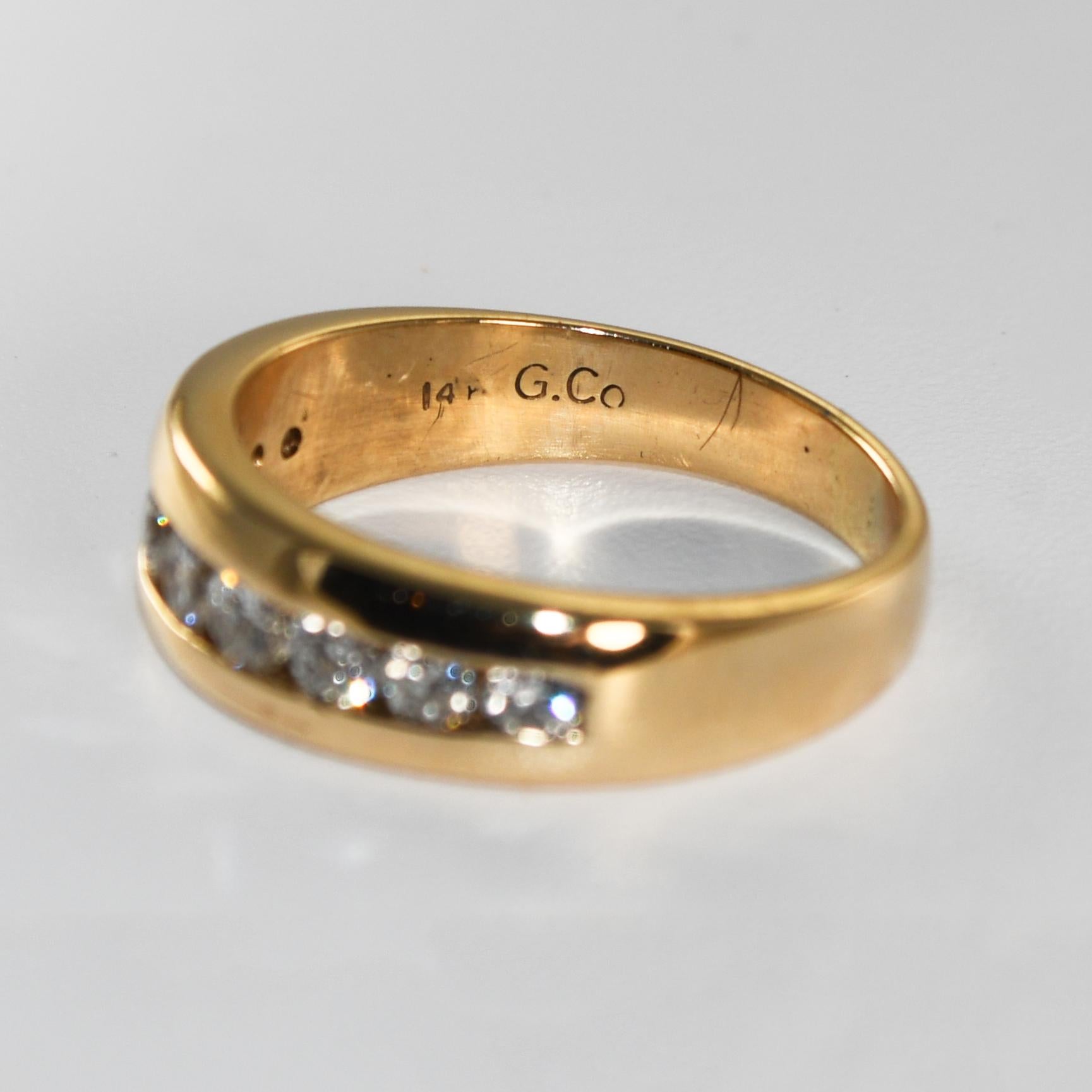 Alliance en or jaune 14 carats avec diamants 0,50 carat en vente 2