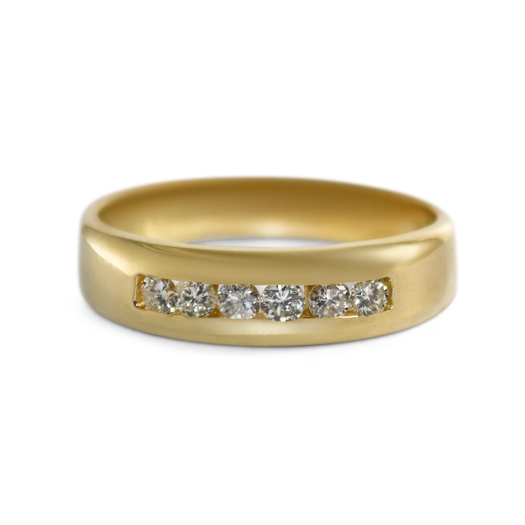 14K Yellow Gold Diamond Wedding Band 0.50ct