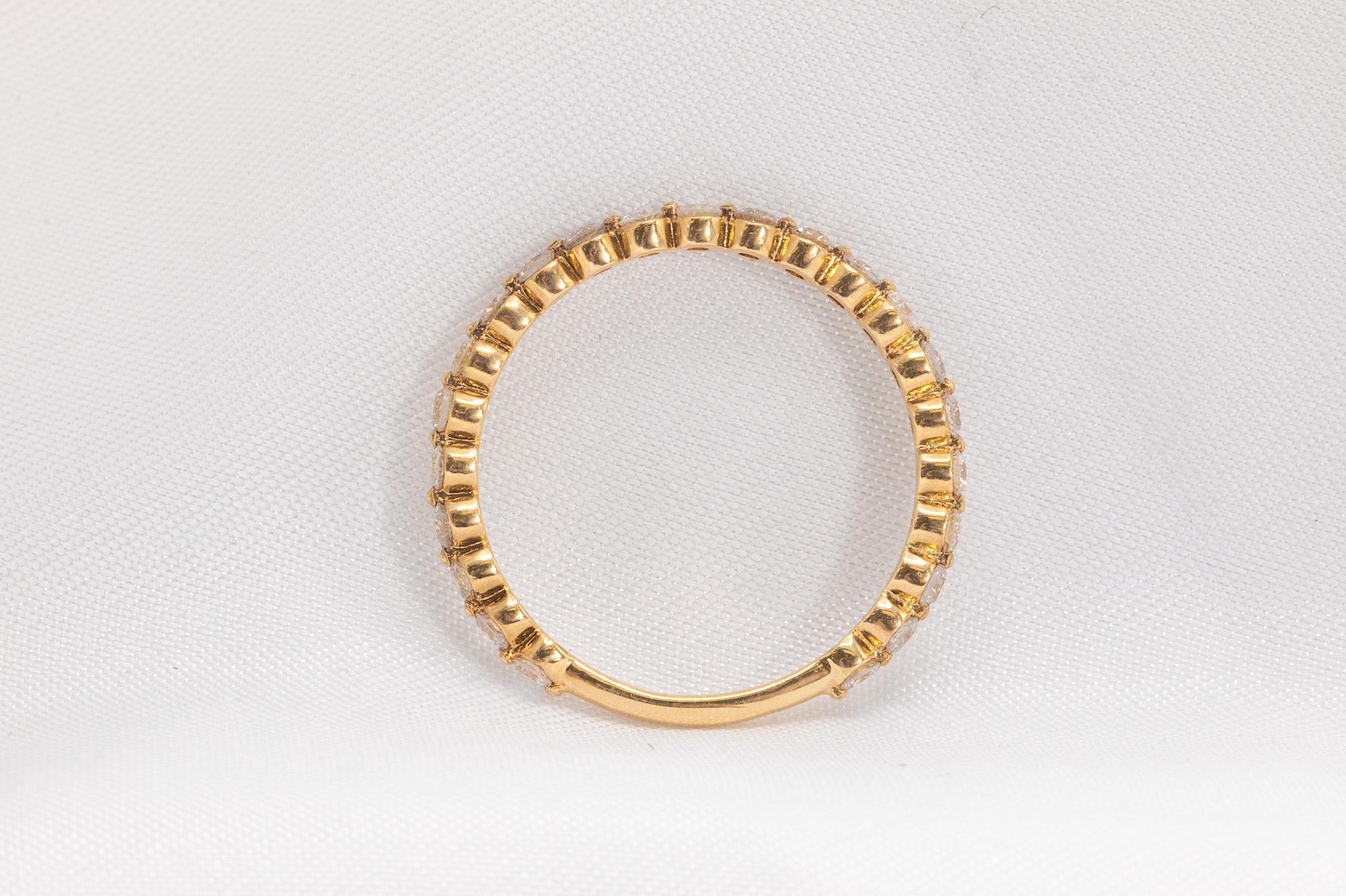 Modern 14k Yellow Gold Diamond Wedding Band 0.55 Carat Total For Sale