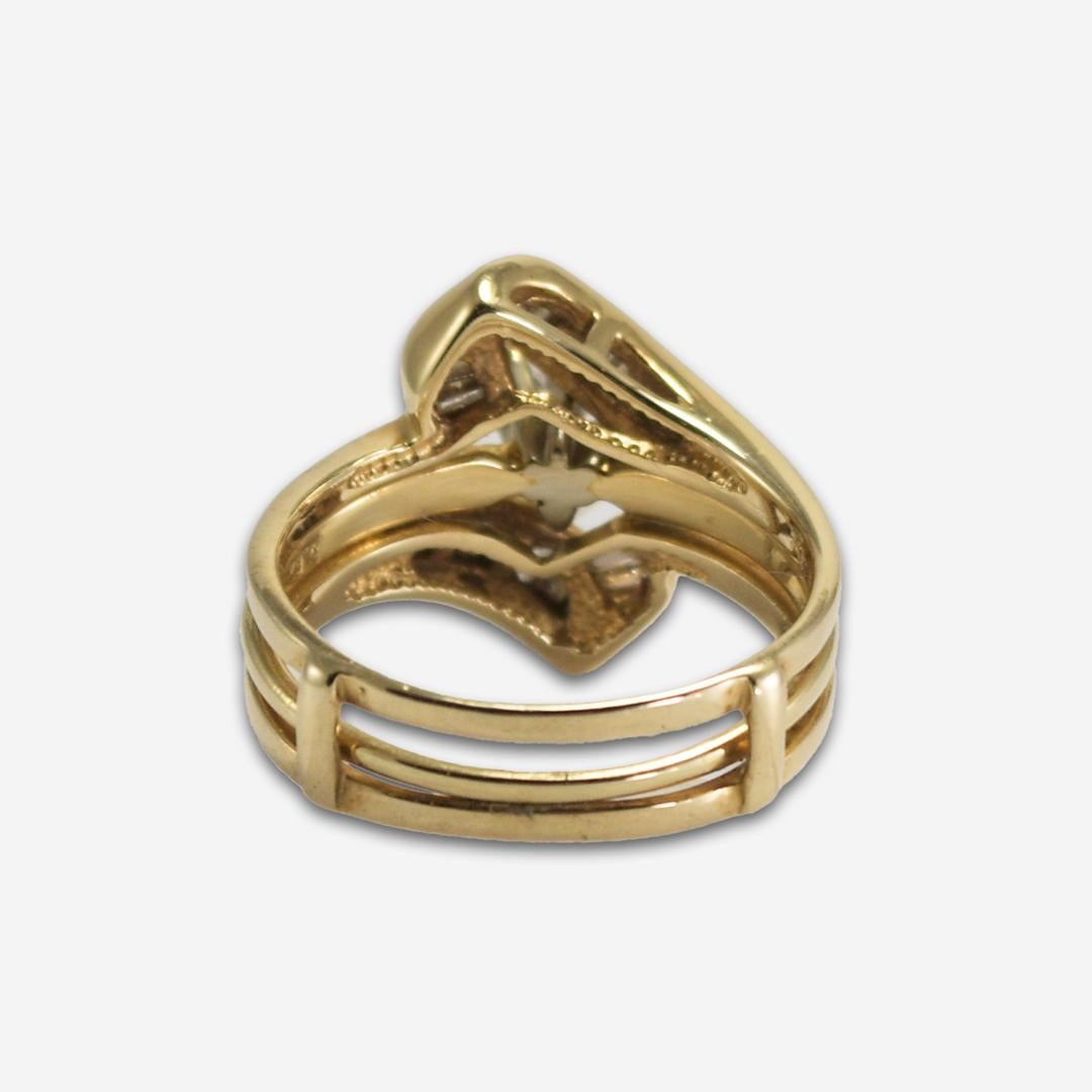 14K Yellow Gold Diamond Wedding Ring Set 1.08 ct In Excellent Condition For Sale In Laguna Beach, CA