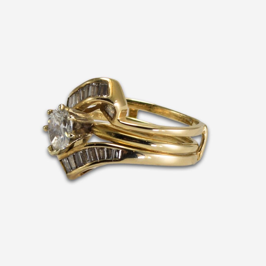14K Yellow Gold Diamond Wedding Ring Set 1.08 ct For Sale 1